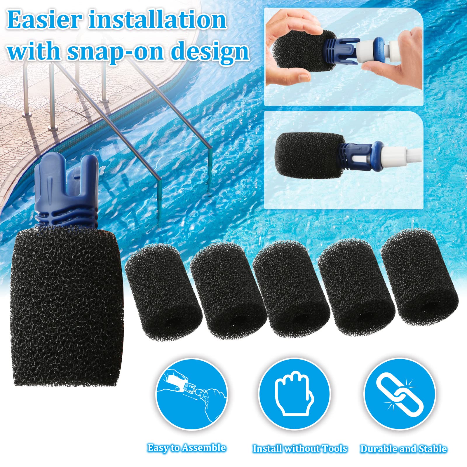 TOMLEND Tail Sweep Pro with Scrubber, Tail Sweep Pro TSP10S Replacement for Polaris 280, 380, 360, 3900 Sport, 180, 1 Tail Sweep Pro with 6 Foam Scrubber for Polaris Pool Cleaner Parts - Image 5