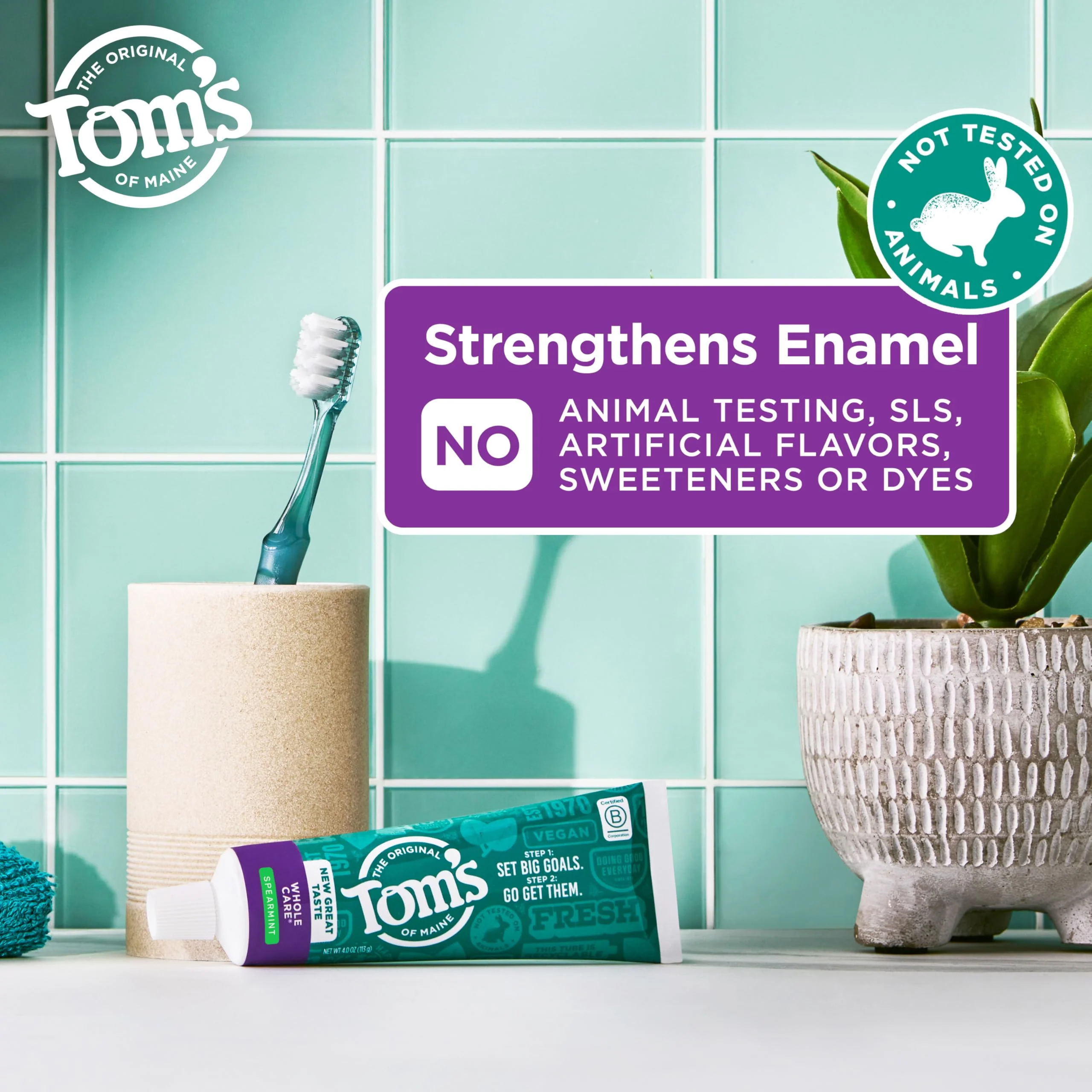 Tom's of Maine Whole Care Natural Toothpaste with Fluoride, Spearmint, 4 Ounce (Pack of 3), (Packaging May Vary) - Image 3