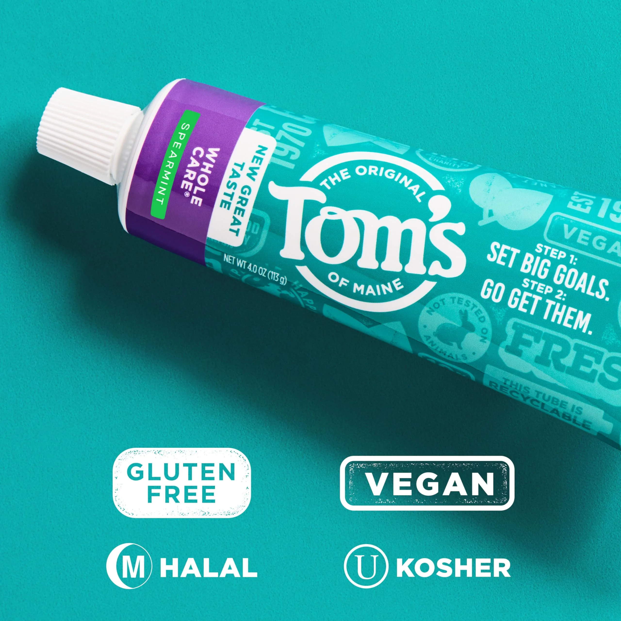 Tom's of Maine Whole Care Natural Toothpaste with Fluoride, Spearmint, 4 Ounce (Pack of 3), (Packaging May Vary) - Image 8