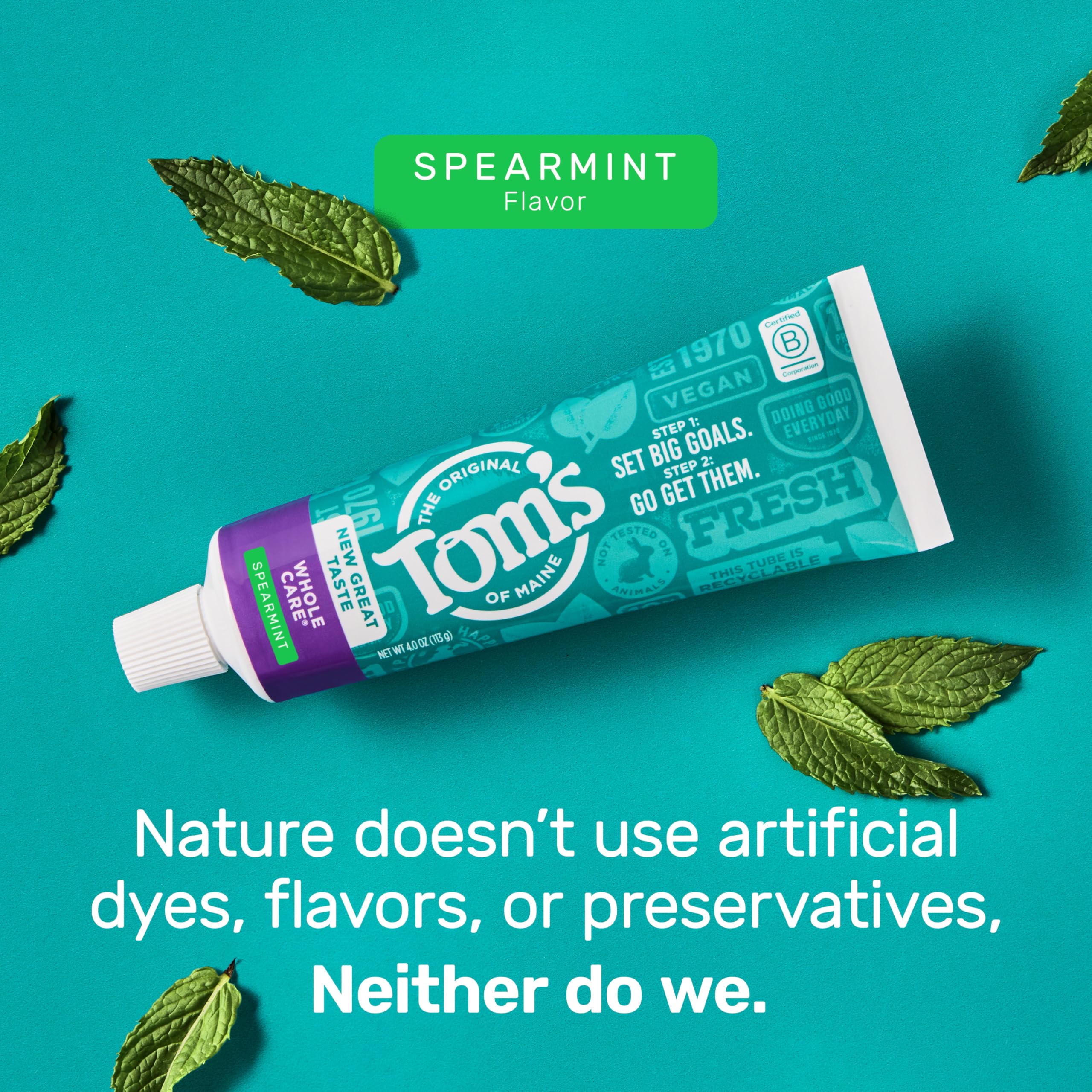 Tom's of Maine Whole Care Natural Toothpaste with Fluoride, Spearmint, 4 Ounce (Pack of 3), (Packaging May Vary) - Image 7