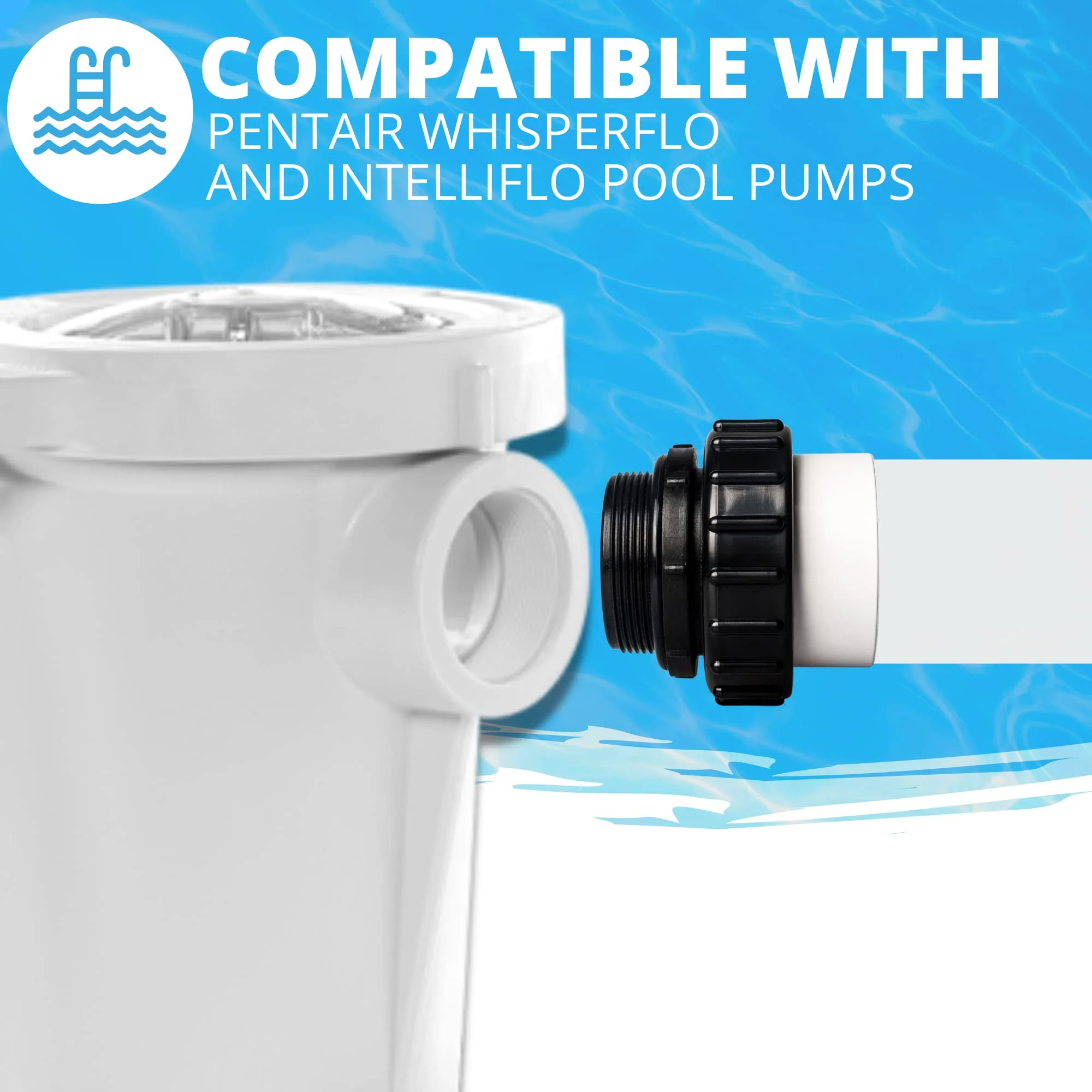 TonGass (2-Pack) 2" MIP x 2.37" PVC Hi-Temp Unions Compatible with Pentair Whisperflo & Intelliflo Pool Pumps Hand-Tightened Pool Pump High Temp Unions Replacement for Schedule 40 Male Adapters - Image 2