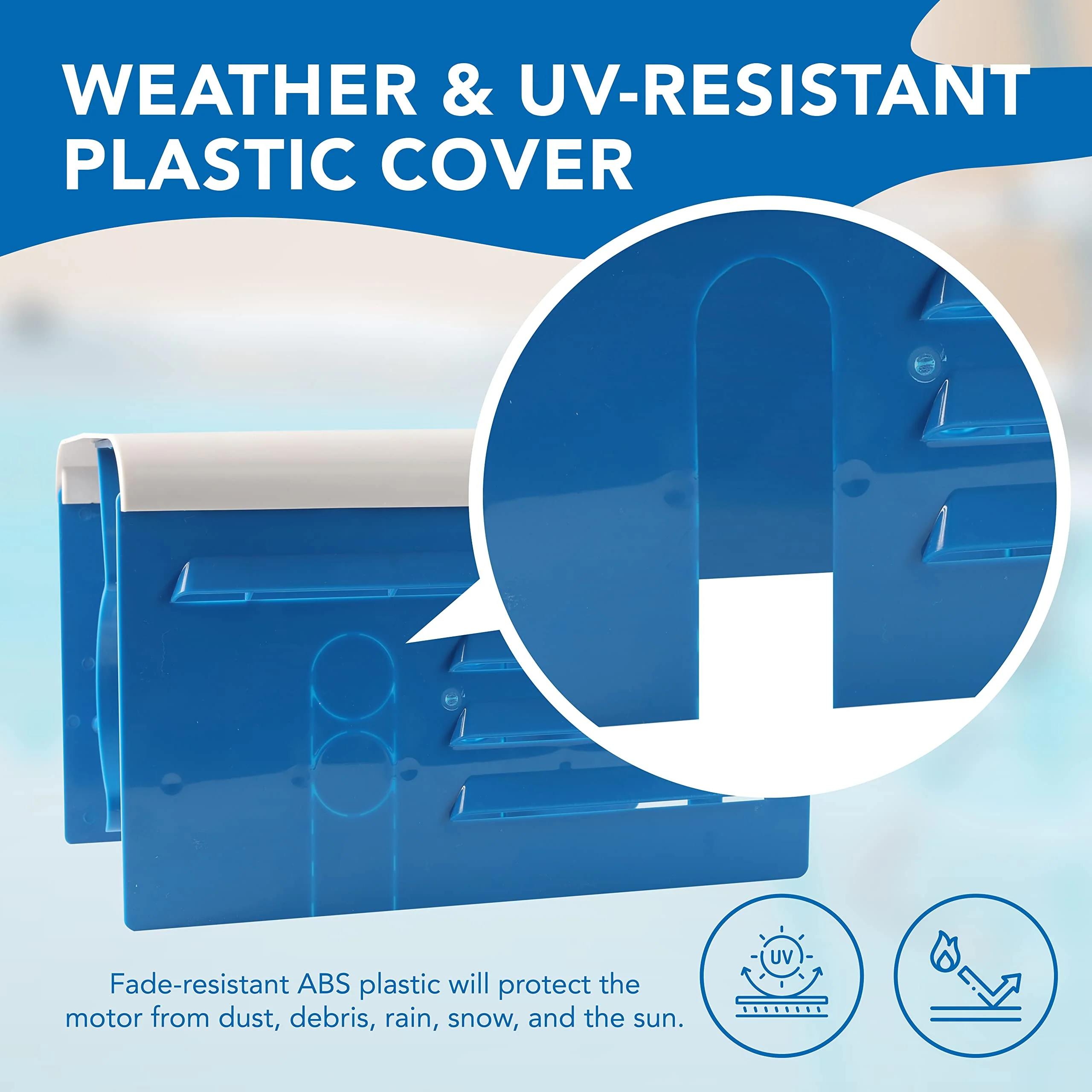 TonGass Universal Fit Pool Pump Motor Cover 13.1" x 8.5" x 8.3" Adjustable Motor Cover for 1/3 Hp to 2 Hp Motors Hard Plastic Covers for Pump Motors Top and Sides - Blue - Image 2