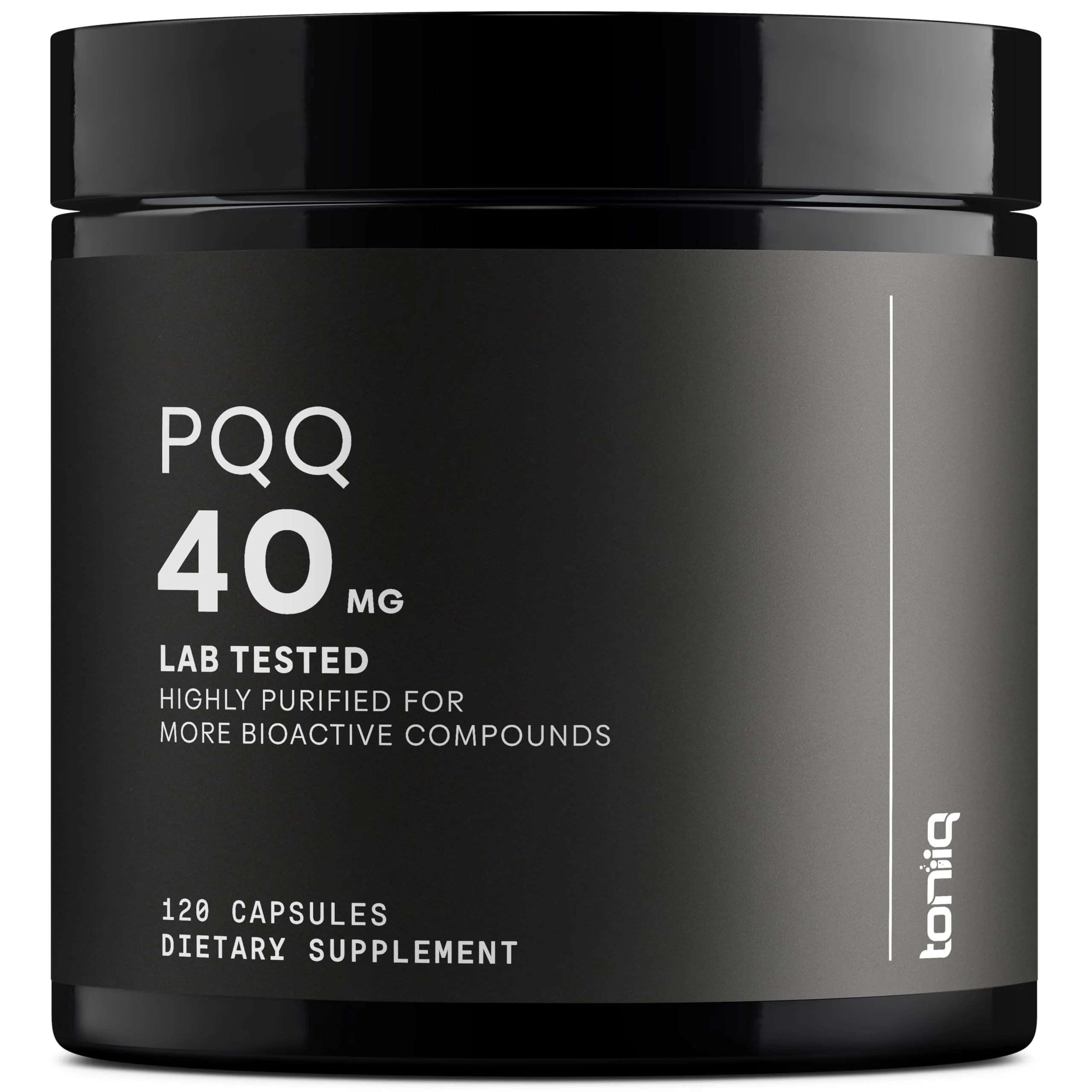 Toniiq 99%+ 40mg Supplement - Ultra High Purity PQQ 40mg Concentrated Formula - PQQ 40 mg 120 Capsules - Pyrroloquinoline Quinone Supplement - 1 Capsule Serving - Vegetarian Capsules