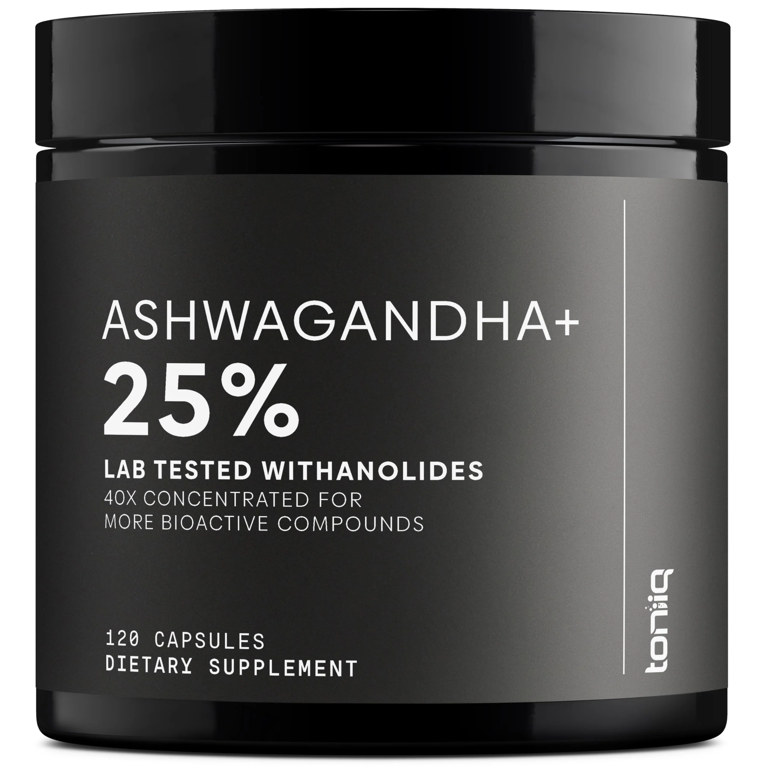 Toniiq Ashwagandha – 40:1 Concentrated Extract – 25% Withanolides – Wild Harvested in India – Highly Bioavailable with Black Pepper – Third-Party Tested – 120 Capsules - 1,300mg per Serving