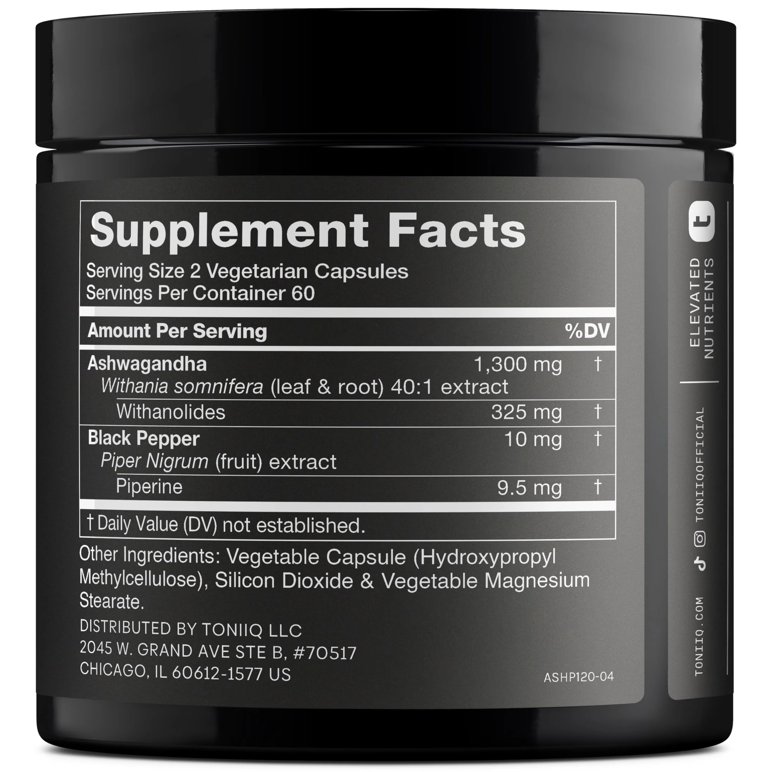 Toniiq Ashwagandha – 40:1 Concentrated Extract – 25% Withanolides – Wild Harvested in India – Highly Bioavailable with Black Pepper – Third-Party Tested – 120 Capsules - 1,300mg per Serving - Image 9