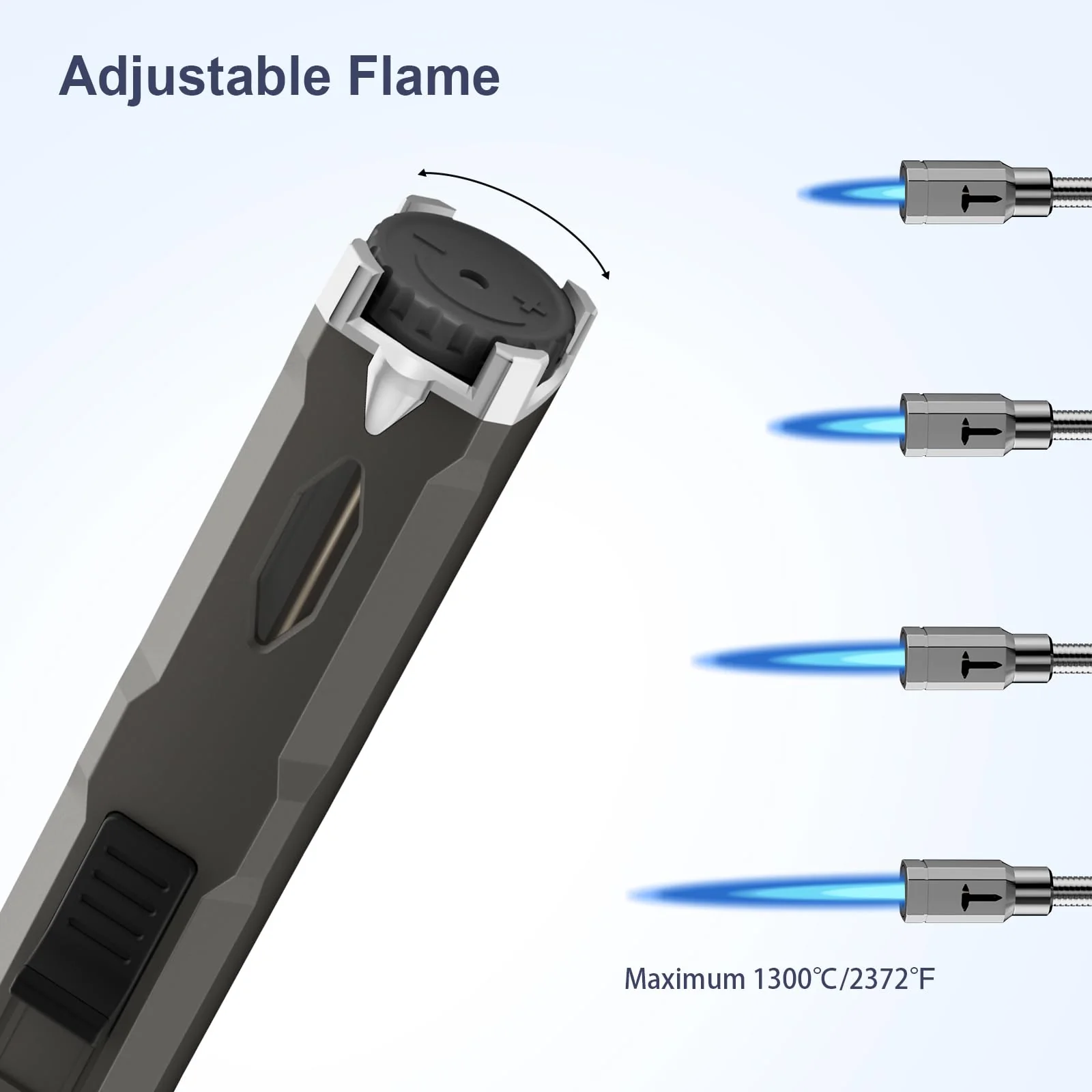 TONYFUL Butane Lighter Long Torch Lighter, Refillable Lighters with Visual Fuel Window, Adjustable Flame Windproof Lighter for Candle, Camping, Fireplace, BBQ(Fuel Not Included) - Image 6