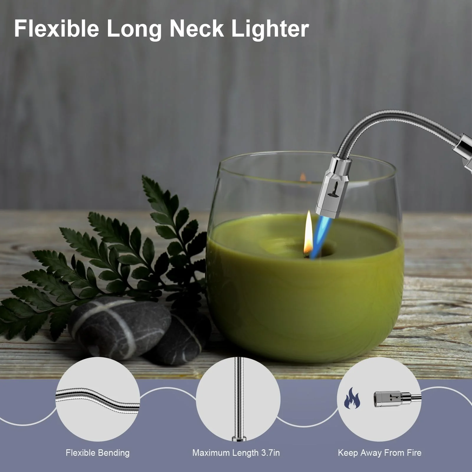 TONYFUL Butane Lighter Long Torch Lighter, Refillable Lighters with Visual Fuel Window, Adjustable Flame Windproof Lighter for Candle, Camping, Fireplace, BBQ(Fuel Not Included) - Image 8