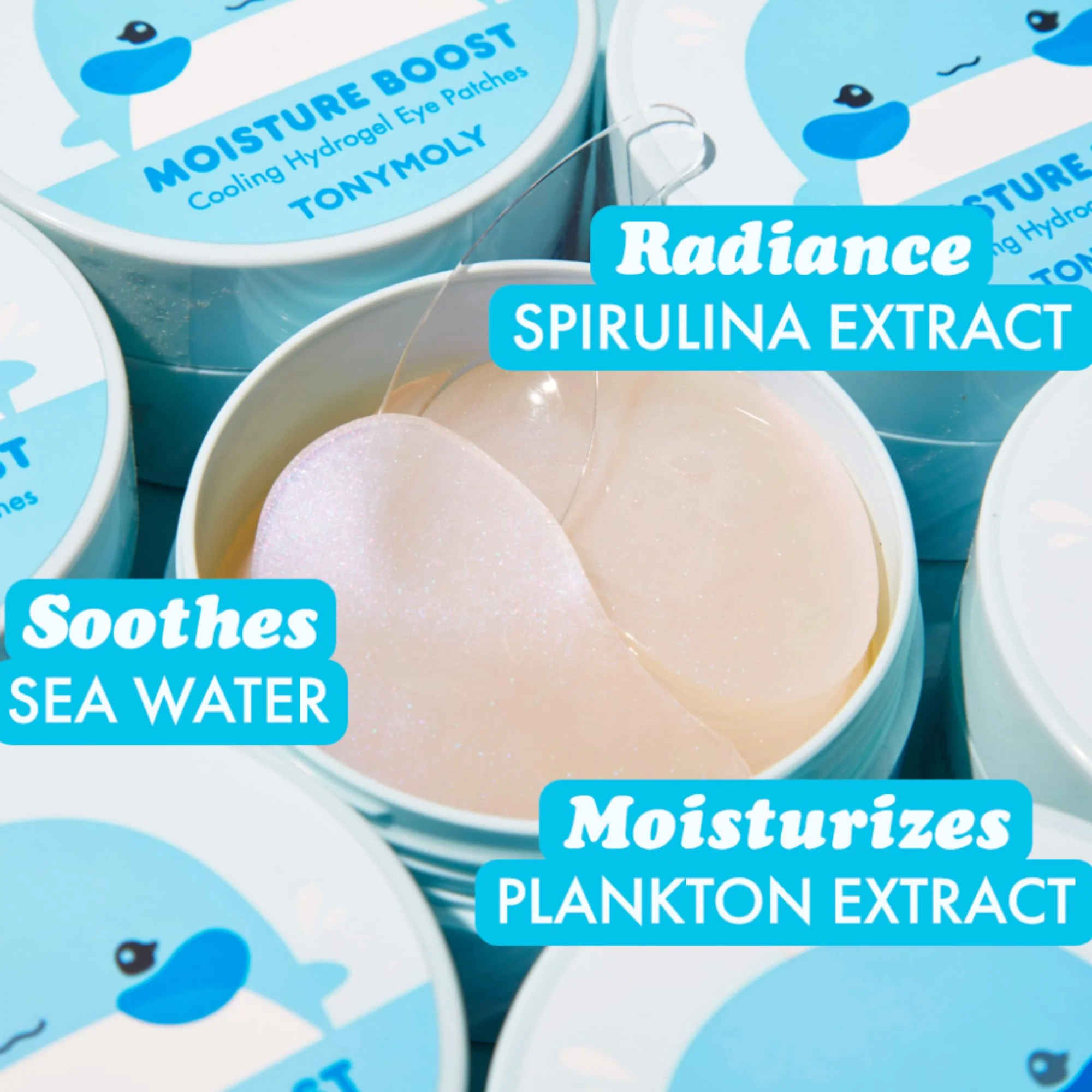 TONYMOLY Moisture Boost Cooling Hydrogel Eye Patches – Hydrating & Refreshing Under Eye Patches with Hyaluronic Acid, Spirulina & Plankton, 30 Pairs - Image 7