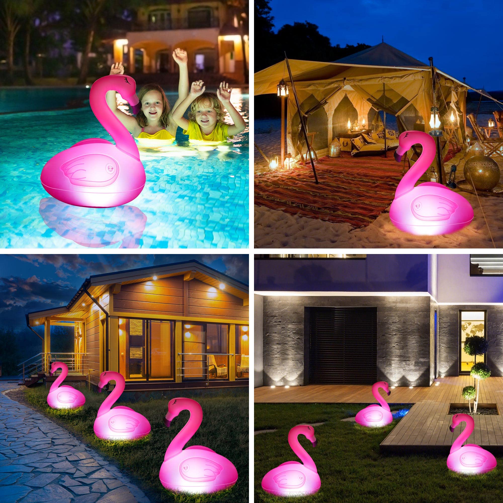 Toodour Floating Pool Lights, 2 Packs Solar Flamingo Pool Lights that Float, Waterproof Glow in The Dark Inflatable Solar Powered Flamingo Light for Swimming Pool, Party, Garden, Patio, Outdoor Decor - Image 4