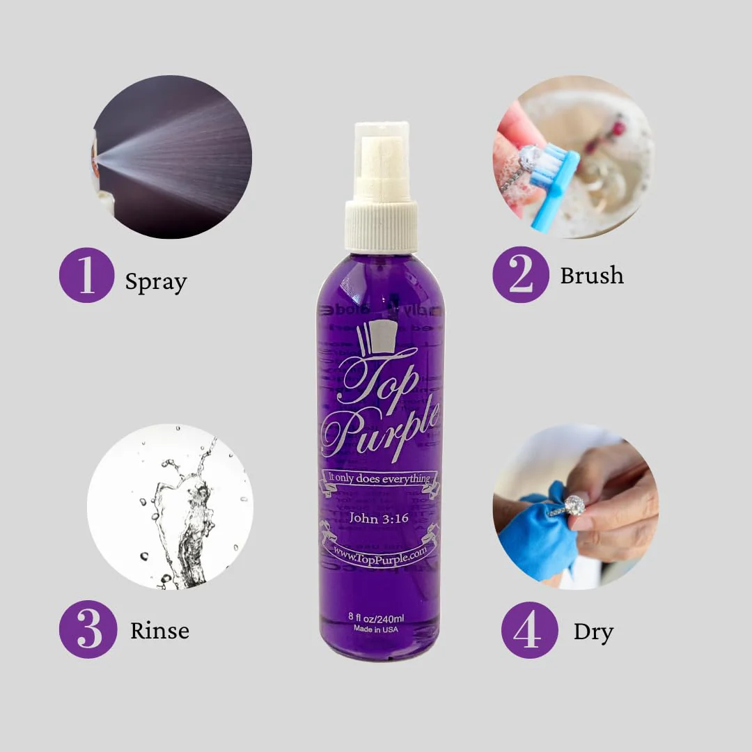 Top Purple Jewelry and More Cleaner 8 Ounce Spray Bottle - Image 7