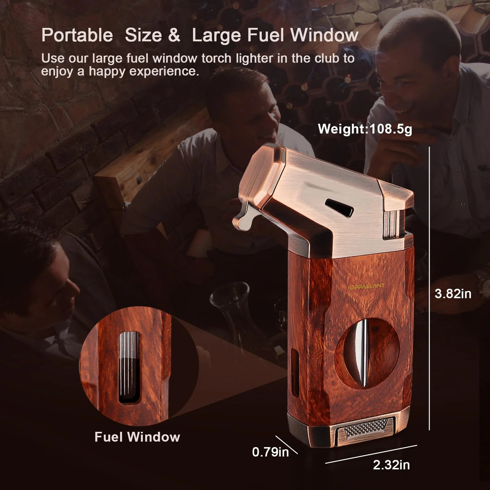 Torch Lighter with Jet Flame, Built-in V Cutter, Refillable Butane Torch Lighters, Box for Men, All-in-one Windproof Cool Lighters for Candle, Outdoor - Image 3