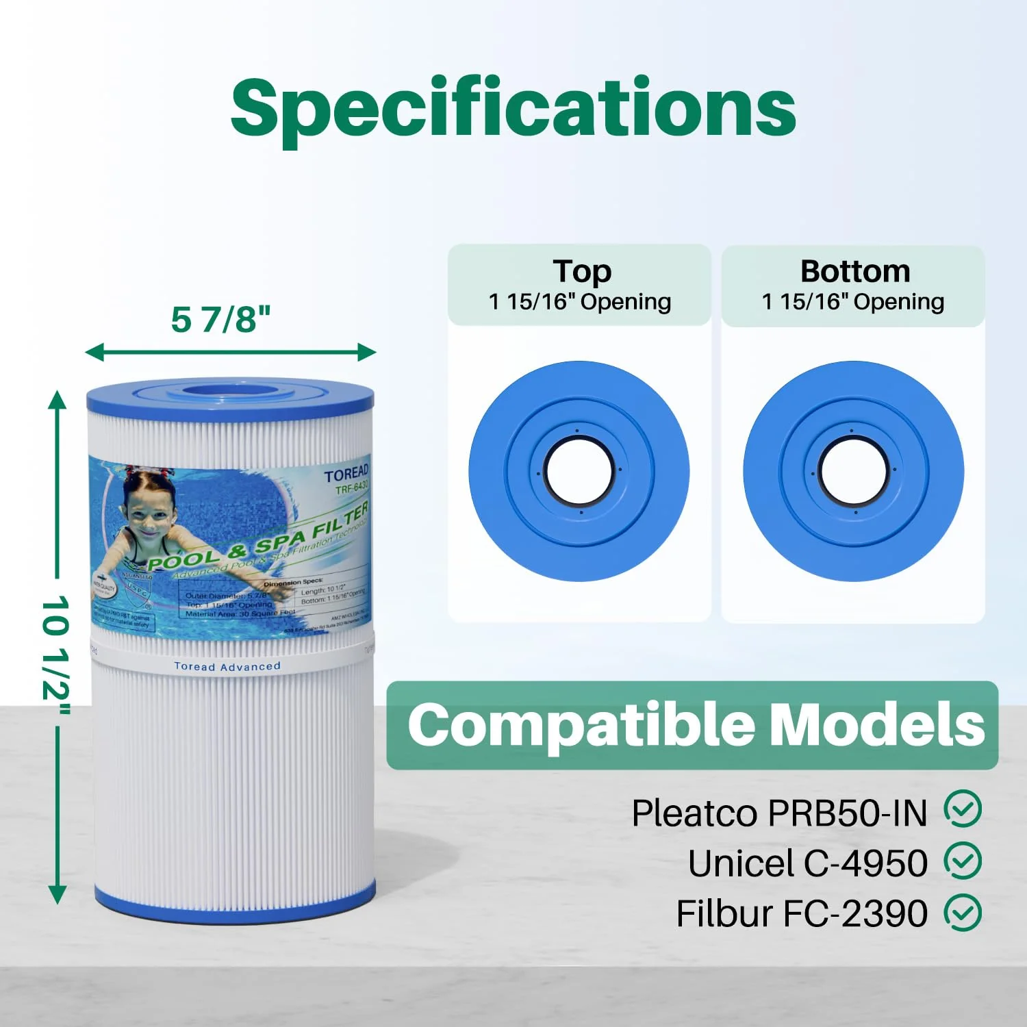 TOREAD Watkins 31489 Replacement Filter, Compatible Pleatco PWK30, Unicel C-6430, Filbur FC-3915, P/N0969601, 71825, 73178, 73250, 30 sq. ft. Hot Spring Spa Filter (3) - Image 8