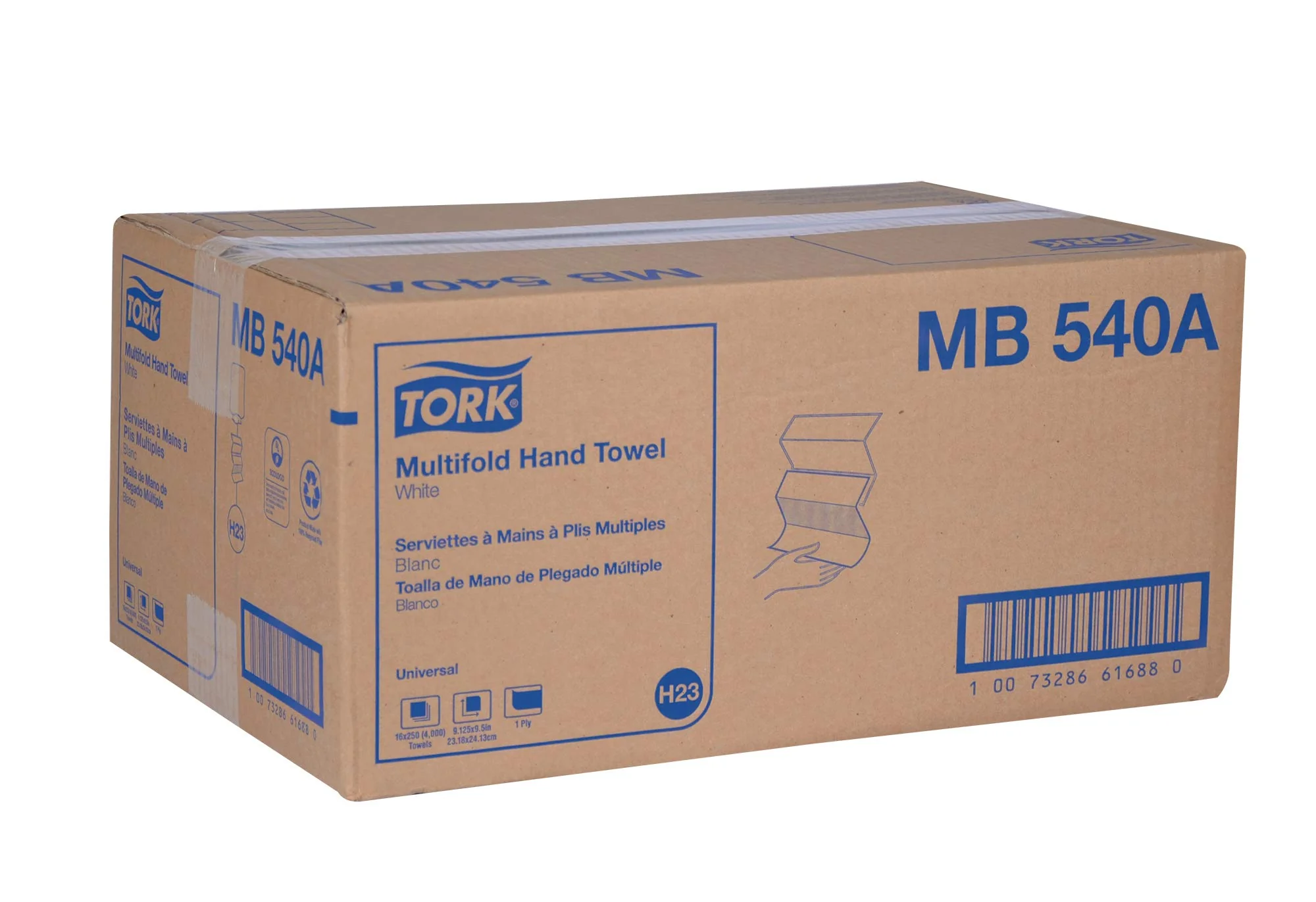Tork Multifold Hand Towel White H2, Universal, 100% Recycled Fibers, 16 x 250 Towels, MB540A - Image 9