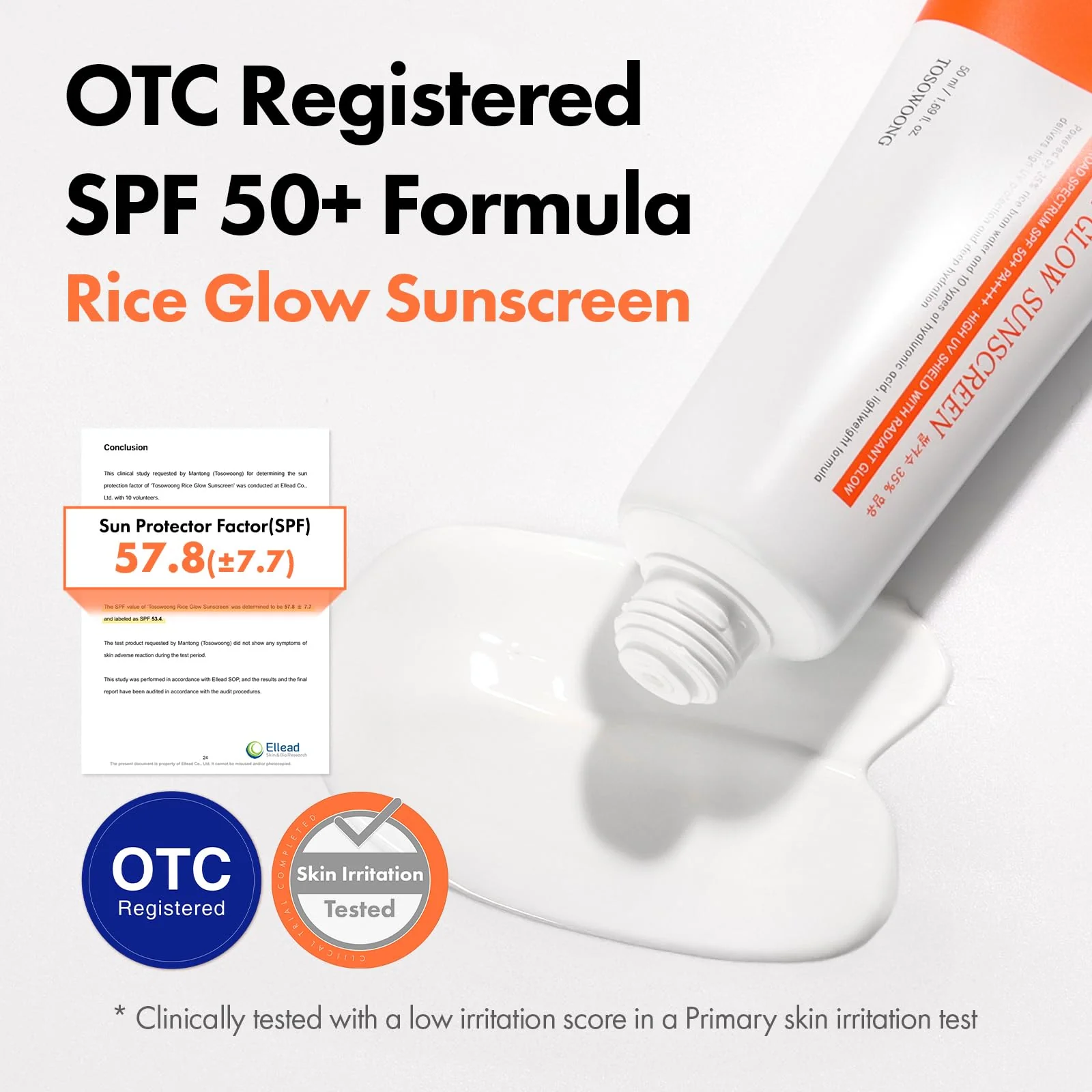 TOSOWOONG Rice Glow Sunscreen, SPF50+ Broad Spectrum Korean Sunscreen for Face, Dewy Finish No White Cast, Glass Skin Hydrating SPF Moisturizer with Rice Water & Hyaluronic Acid, 50ml / 1.69 fl. oz. - Image 3
