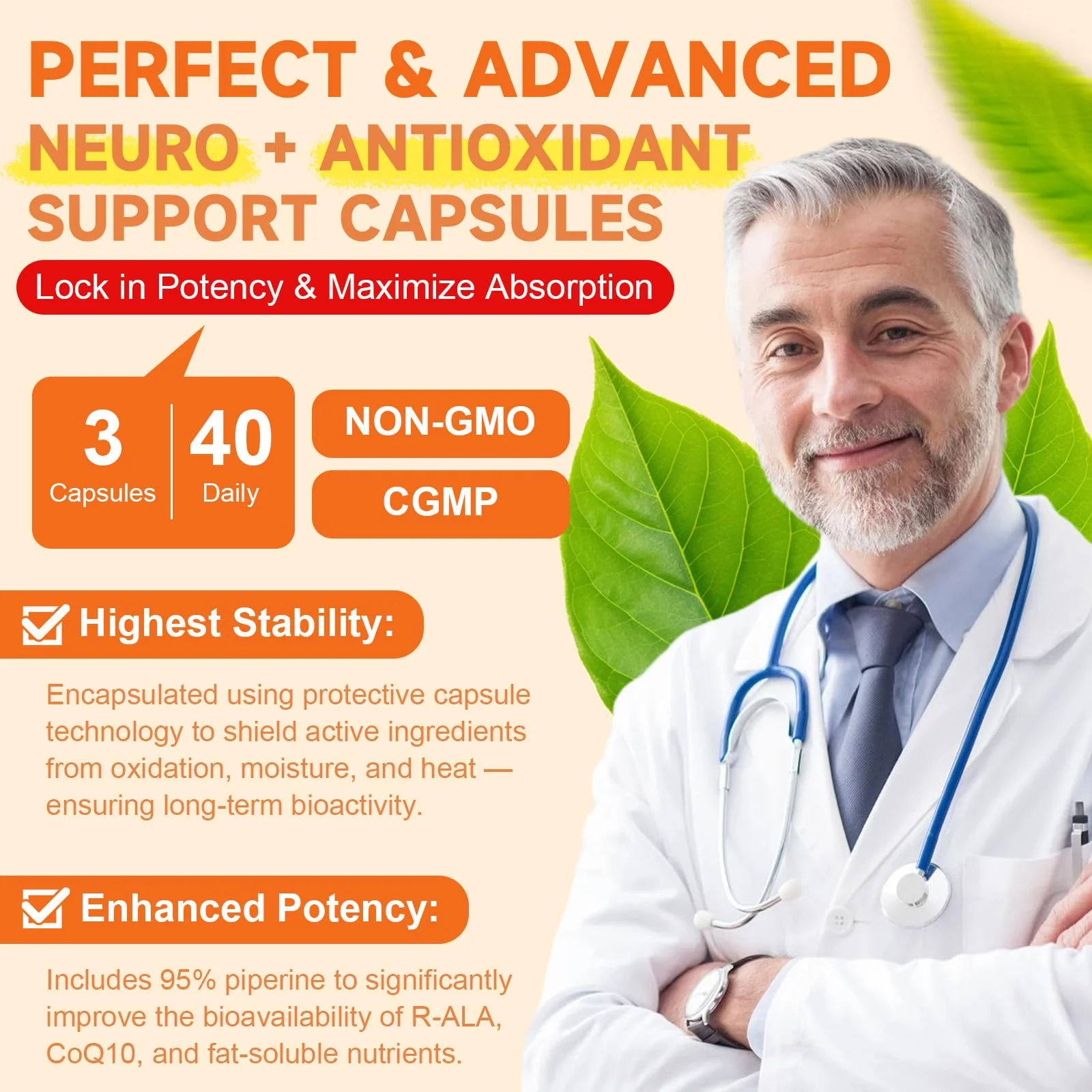 Totaria R Alpha Lipoic Acid 600mg - Stabilized ALA Supplement for Neuropathy Support Capsules, Nerve Health, Nervous System and Antioxidant, Non-GMO, Gluten Free, Vegan Safe 120 Counts - Image 4