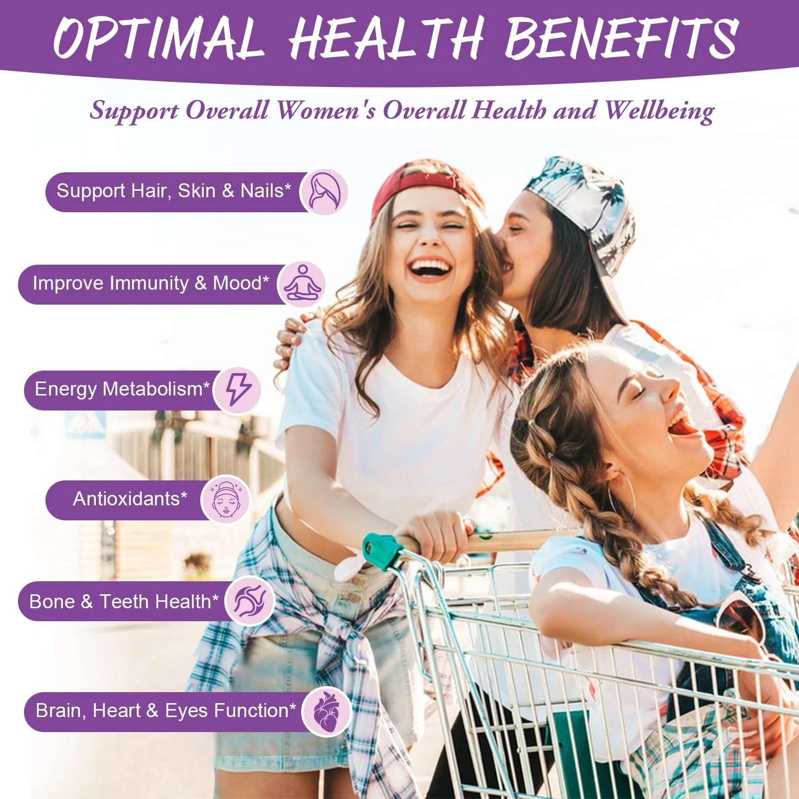 Totaria Sugar Free Multivitamin Gummies for Women 14+ w/Iron, Inositol, Folate, Biotin, Womens Daily Multivitamin Gummy w/Vitamin A, C, B, D3, K2, for Hair, Skin, Energy, Immune, Grape Flavor - Image 4
