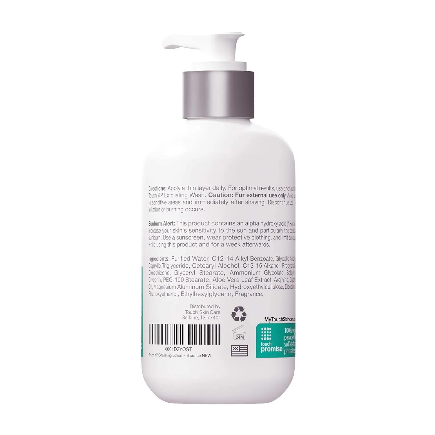 TOUCH Glycolic Acid Lotion for Keratosis Pilaris - KP Exfoliating Body Lotion Moisturizer - for AHA BHA Rough & Bumpy Skin- Gets Rid of Redness - 8 Fl Oz - Image 3