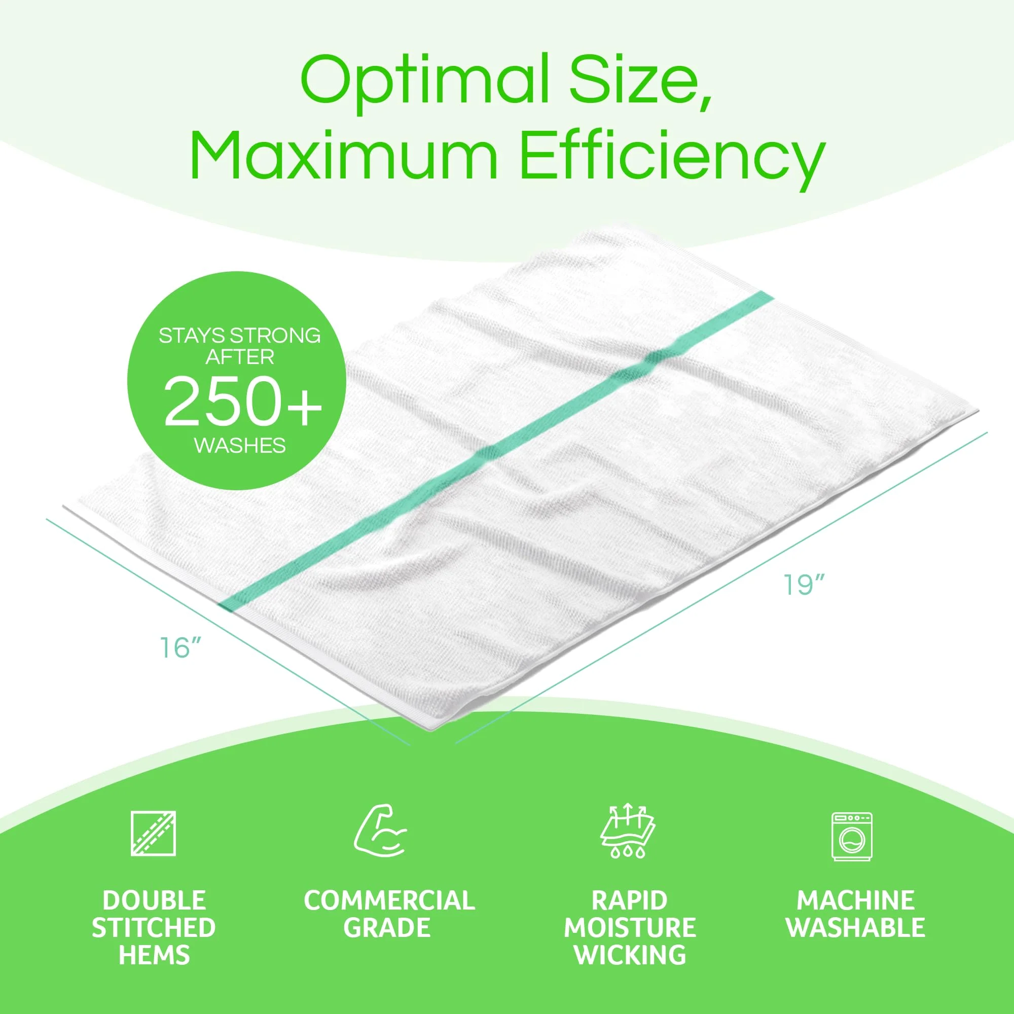 Towels N More 24 Pack 16x19 Bar Mop Towels High Absorbent Cotton Reusable Kitchen Towels - Quick Drying Towels for Chef, Cook, Home, Restaurant, Bar Glass Cleaning Towels (24, Green Stripe) - Image 6