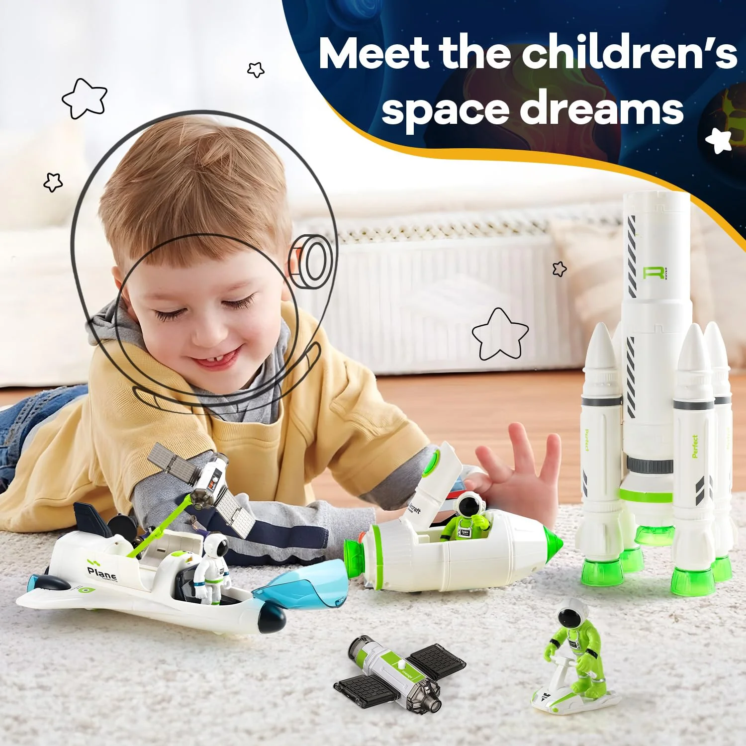 TOY Life Space Toy Rocket Toys for Kid Shuttle with Astronaut Spaceship Planet Stem with Christmas Spaces Station for Boy 3 4 5 6 7 8, Gift for Age 3+ - Image 2