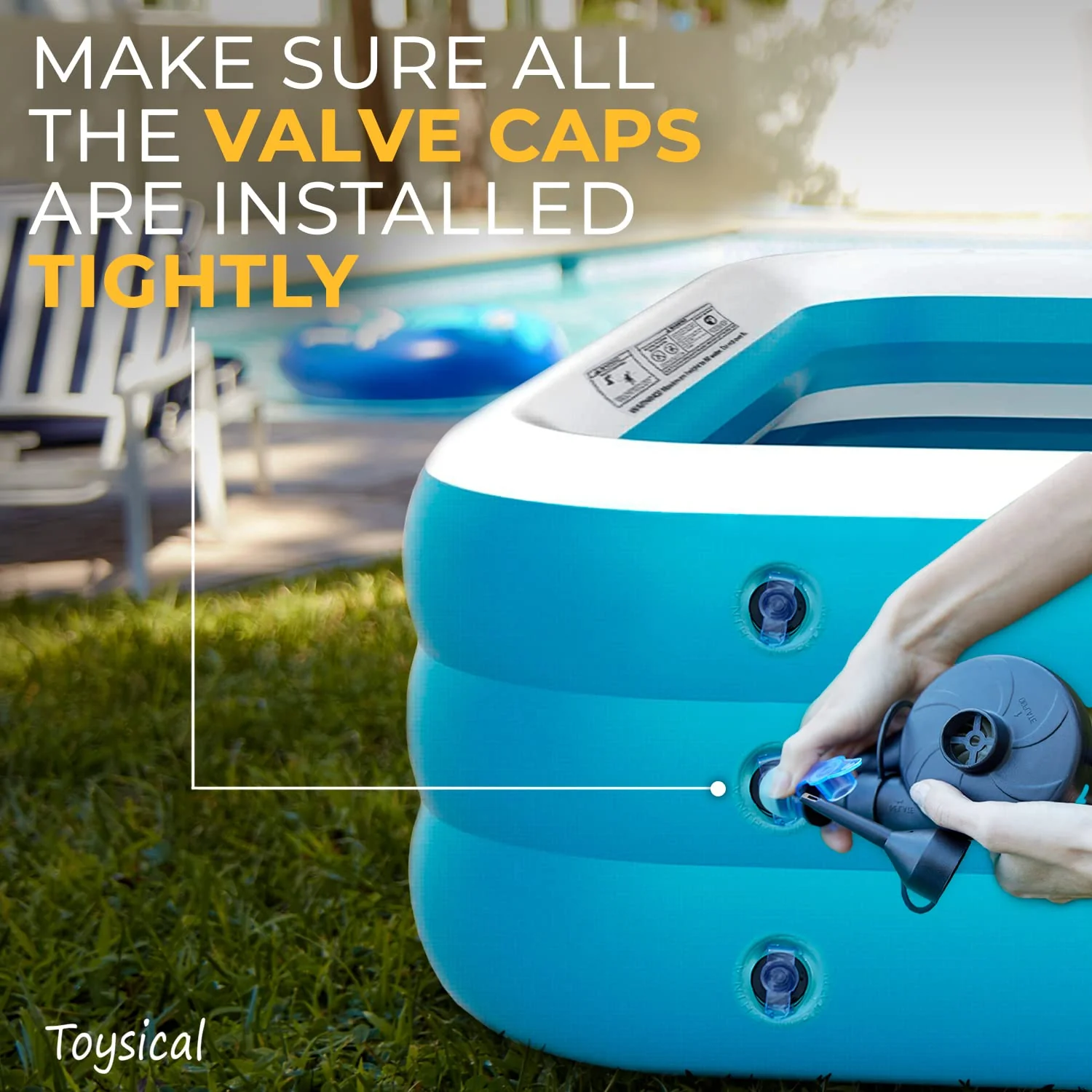 Toysical Inflatable Pool for Kids and Adults with Pump - 118 x 72 x 22 - More Durable Than Other Blow up Pools for Adults - Includes Patches - Image 4