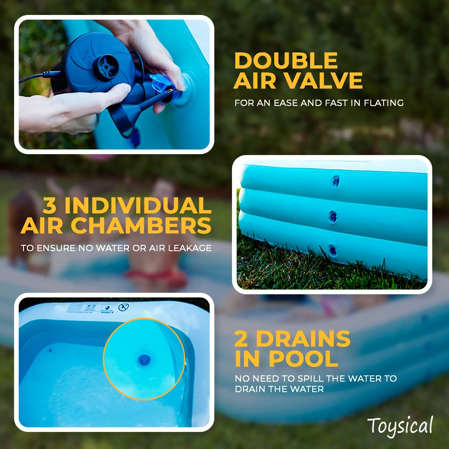 Toysical Inflatable Pool for Kids and Adults with Pump - 118 x 72 x 22 - More Durable Than Other Blow up Pools for Adults - Includes Patches - Image 6