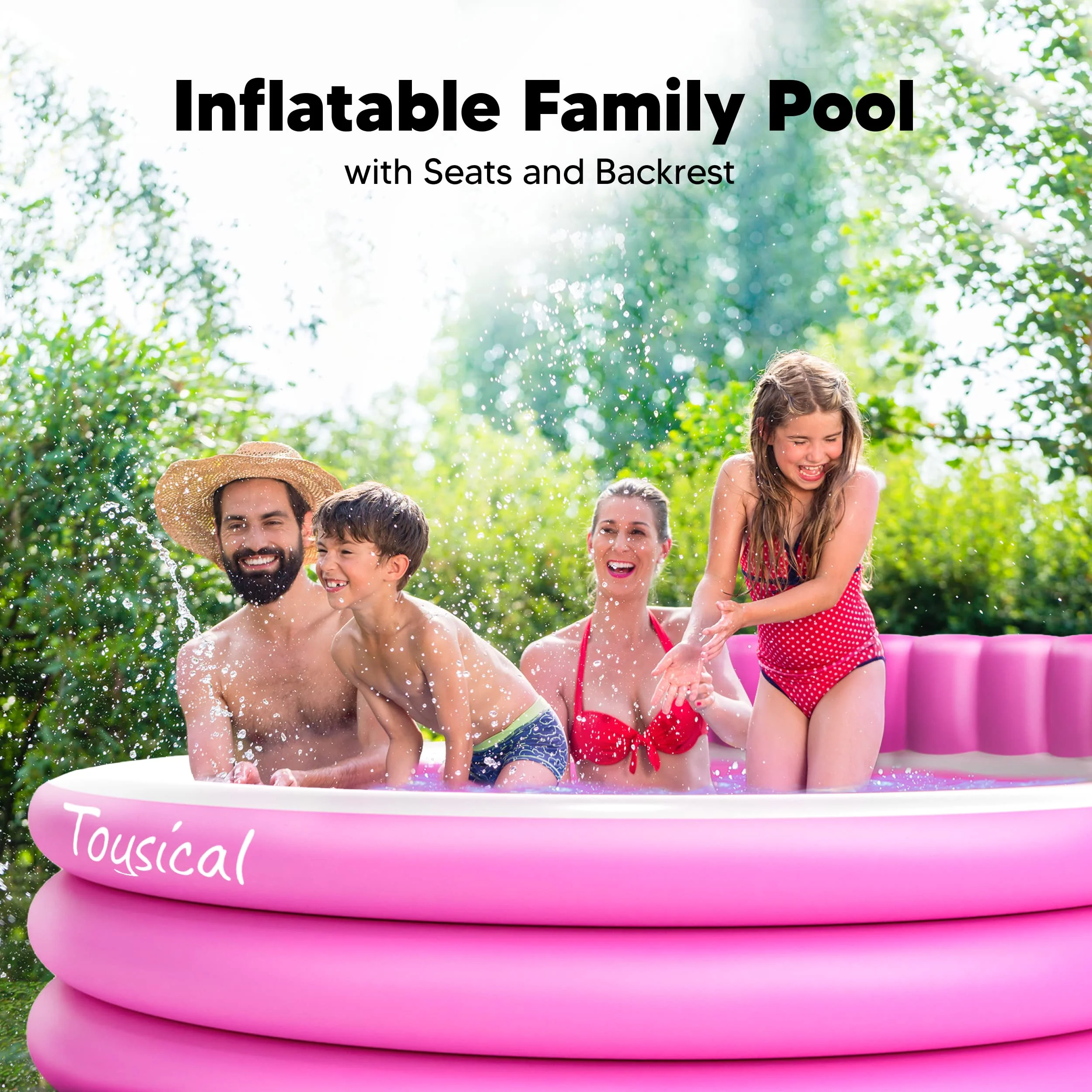 Toysical Round Lounge Inflatable Pool with Seats and Backrest for Kids, Family and Adults, “88 x 85 x 21” - Image 6