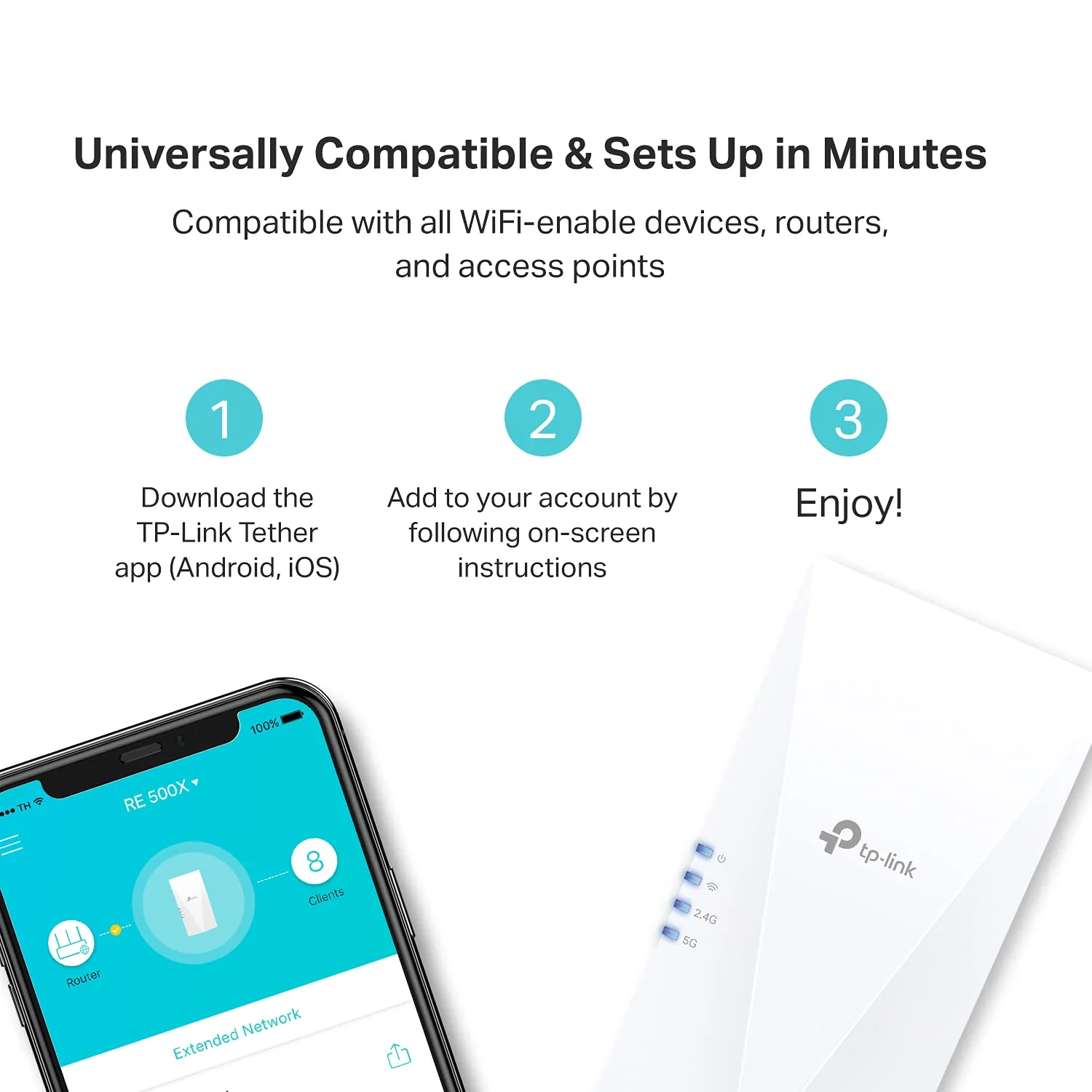TP-Link OneMesh WiFi 6 Router AX1800 Smart WiFi Router (Archer AX21) – Dual Band Gigabit Router + TP-Link AX1500 WiFi Extender Internet Booster(RE500X), OneMesh WiFi 6 Range Extender - Image 3
