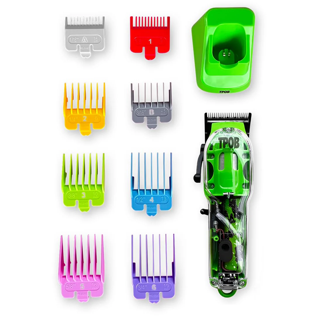 TPOB Slime 2 Barber Hair Clippers for Men 6800 RPM with Matte Green Case and X Fade Blade - Image 4