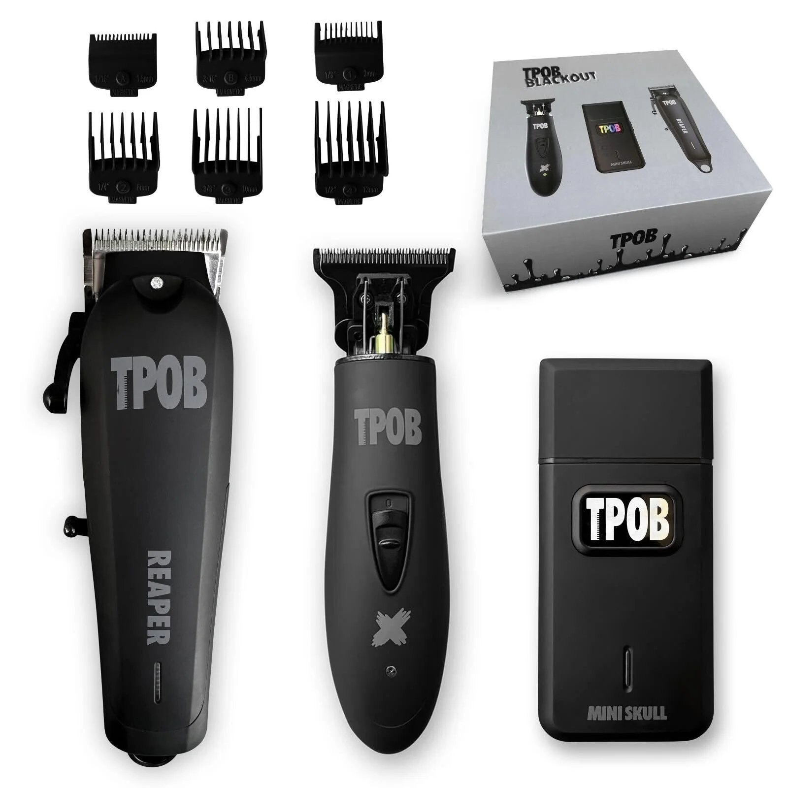 TPOB Slime 2 Barber Hair Clippers Trimmer Shaver Set for Men with Matte Green Case and X Fade Blade (Blackout)