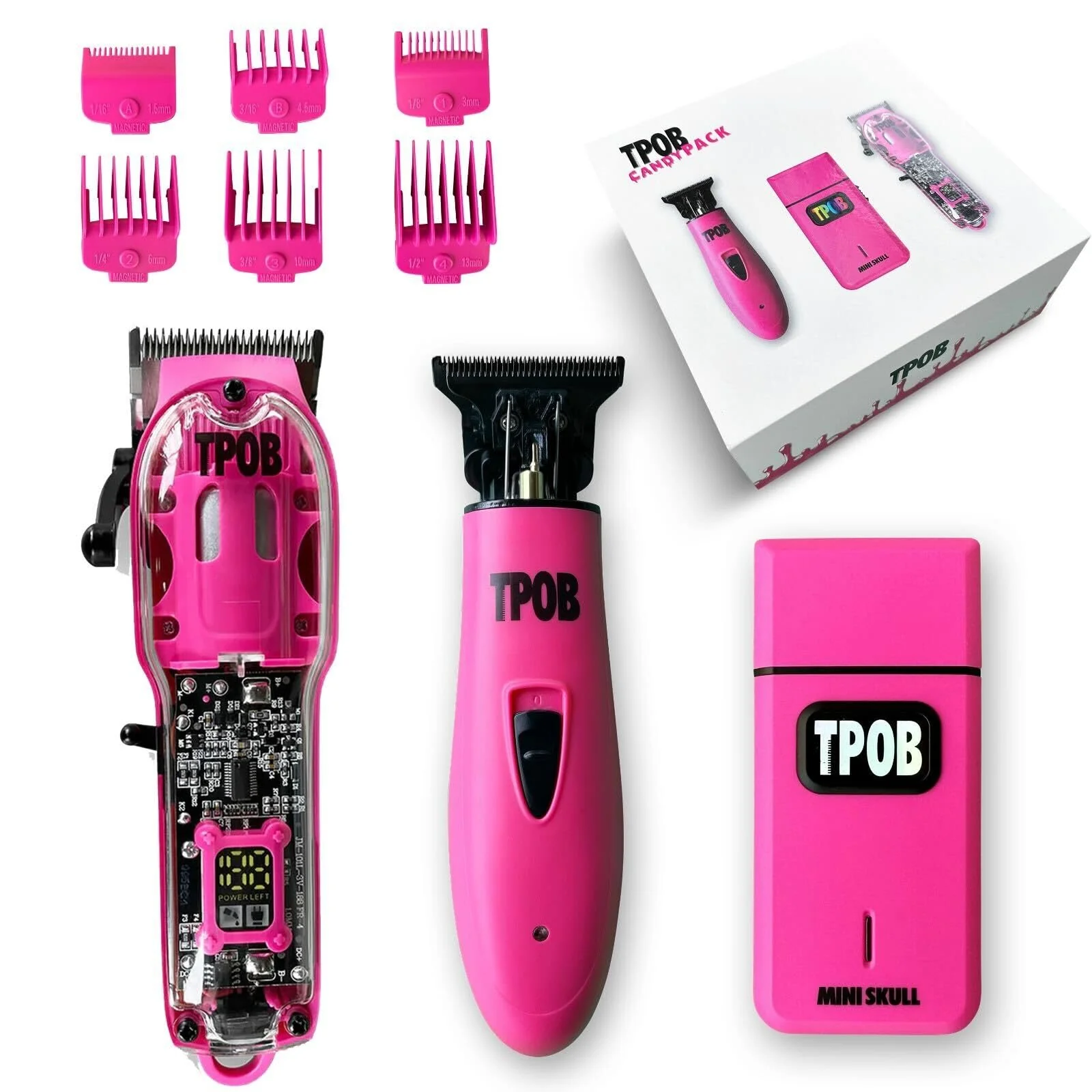 TPOB Slime 2 Barber Hair Clippers Trimmer Shaver Set for Men with Matte Green Case and X Fade Blade (Pink)