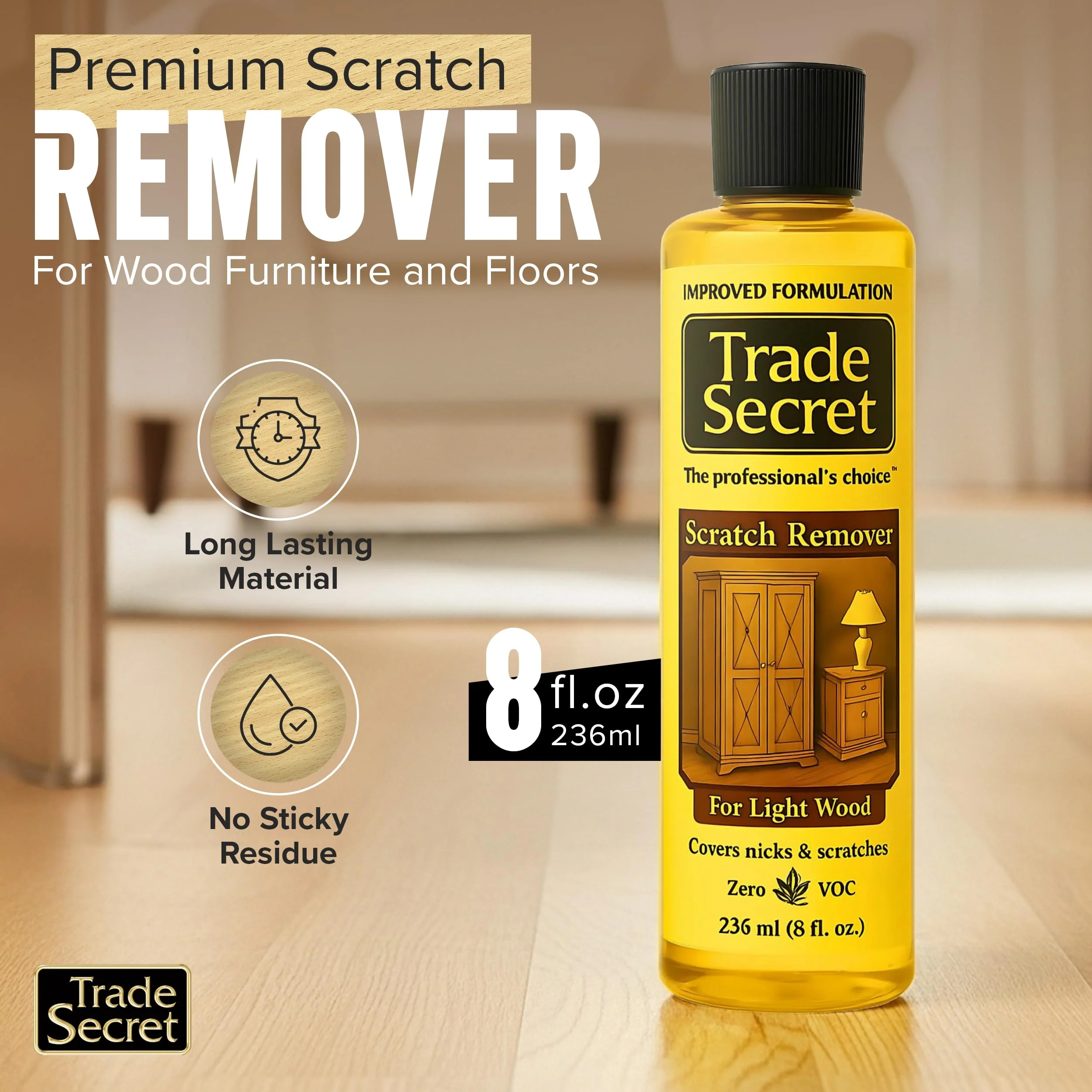 Trade Secret Light Wood Scratch Concealer, Scratch Remover for Real Wood Furniture & Floors – Covers Nicks, Scuffs & Dogs, Cats Scratches, Marks, Minor Defects - Image 2