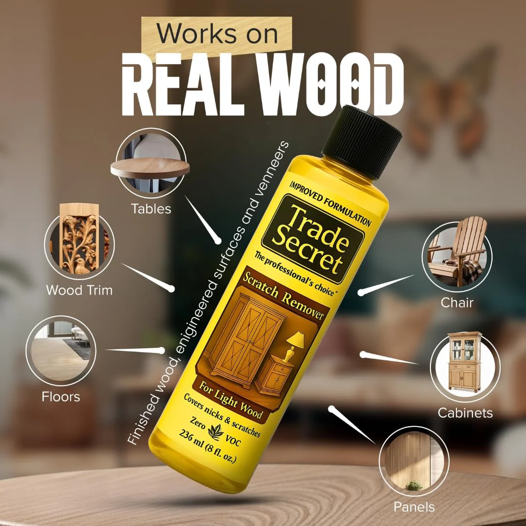 Trade Secret Light Wood Scratch Concealer, Scratch Remover for Real Wood Furniture & Floors – Covers Nicks, Scuffs & Dogs, Cats Scratches, Marks, Minor Defects - Image 5