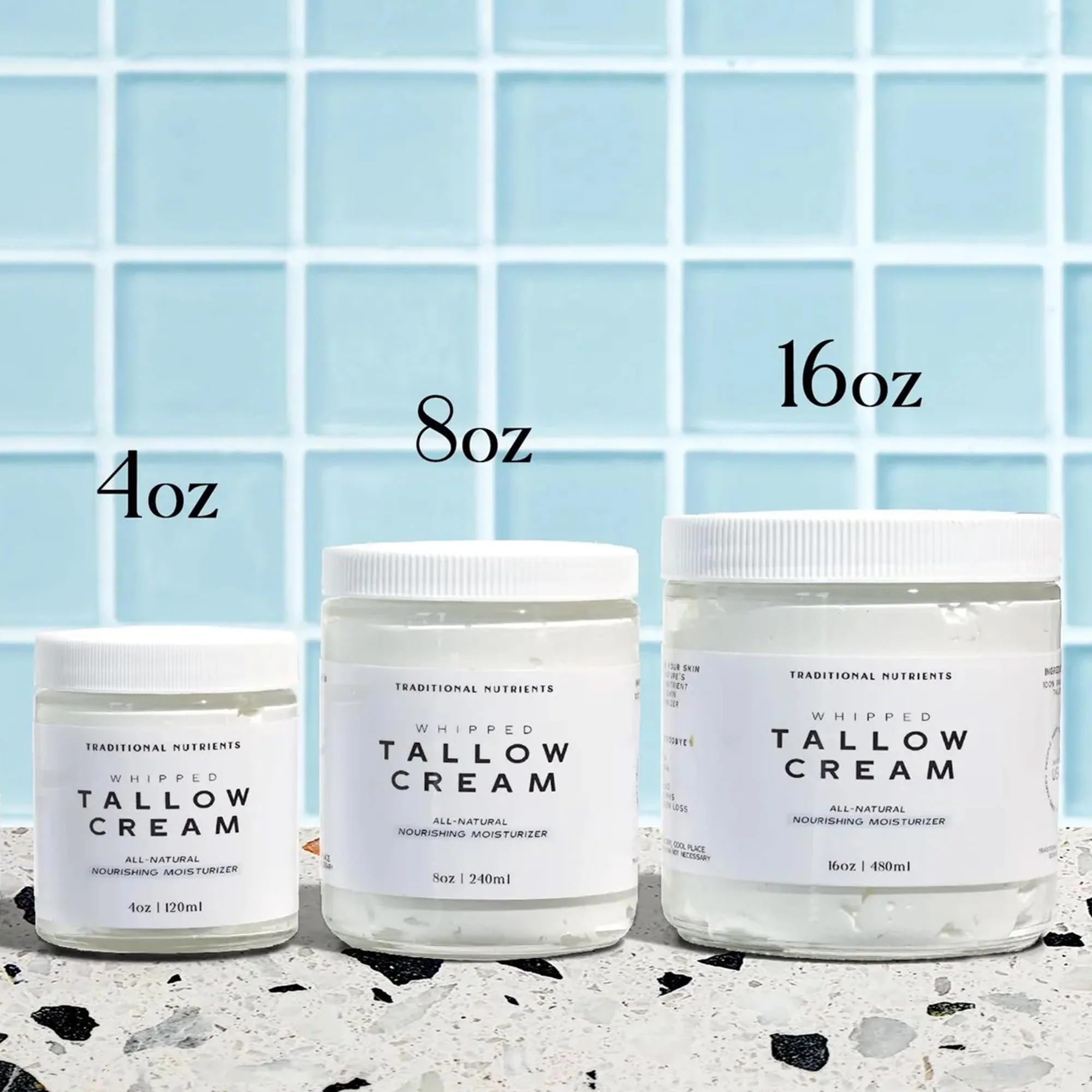 Traditional Nutrients Whipped Tallow Skin Cream GRASS FED + Plain, No Additives, Tallow Face Cream, Tallow Lotion, Glass Jar, Tallow Balm, Beef Tallow Moisturizer (8 oz.) - Image 2