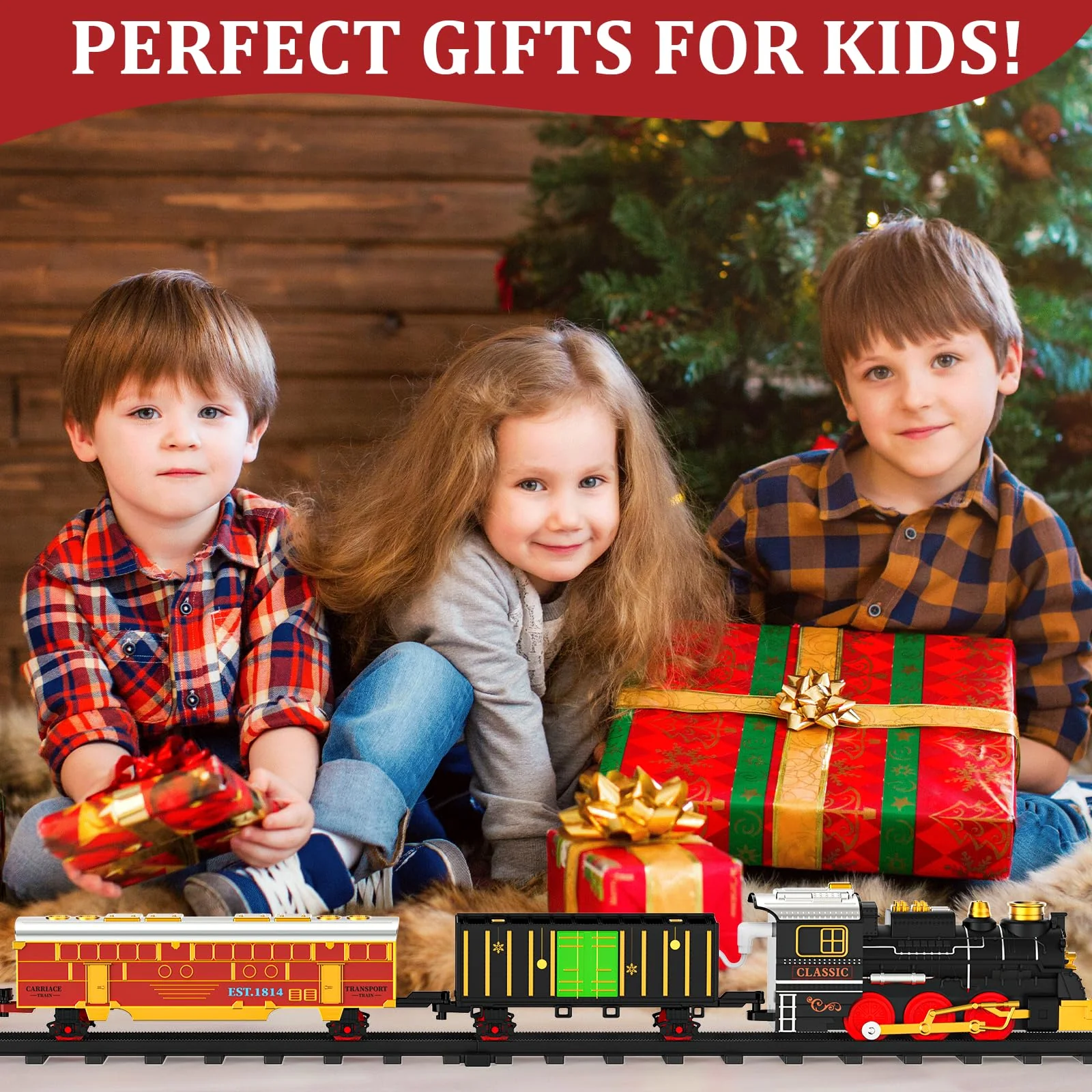 Train Set Train Toys for Boys with Smokes, Lights and Sound (ON/Off), Train Set Under Christmas Tree, Toddler Model Trains for 3 4 5 6 7 8+ Years Old Kids Gifts - Image 2