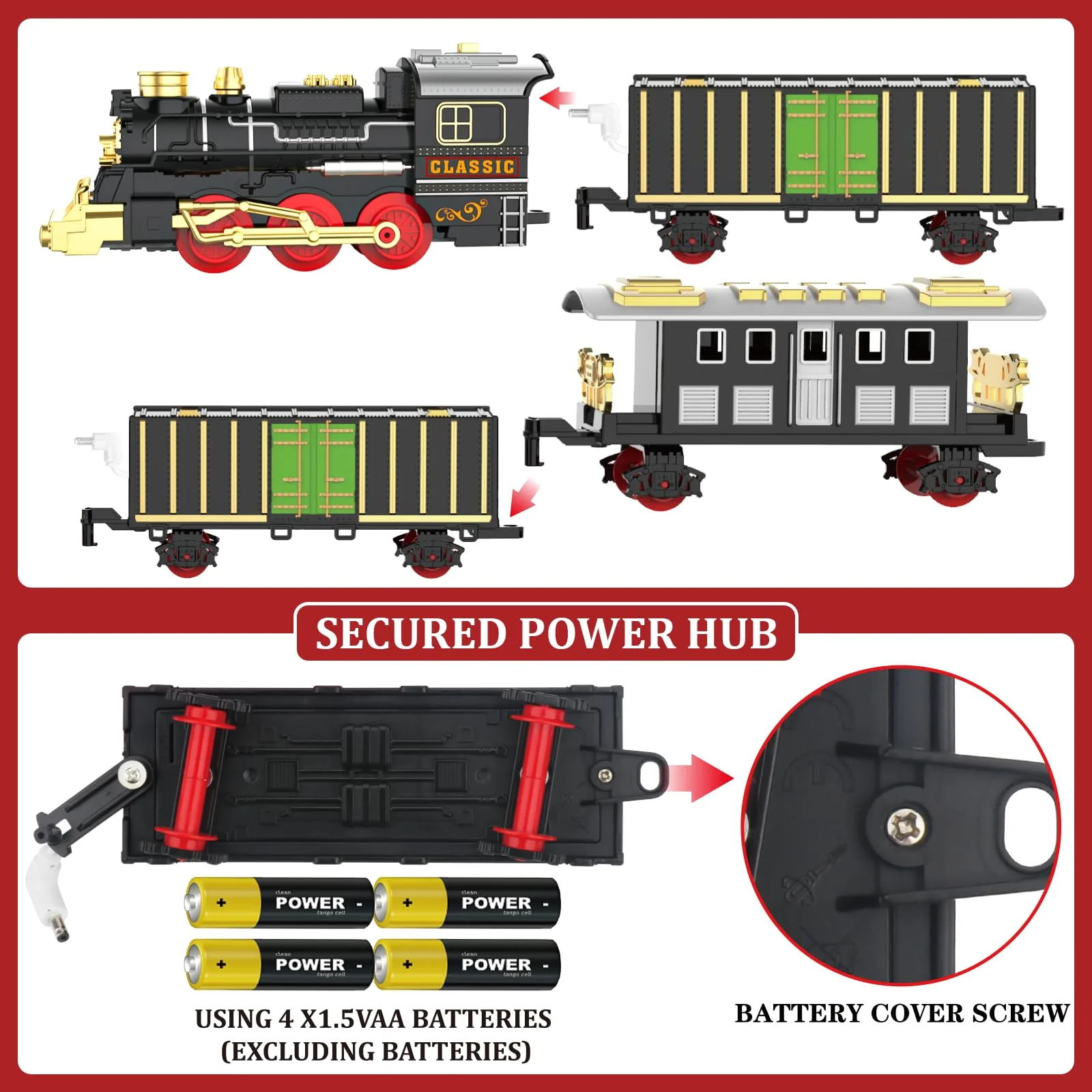Train Set Train Toys for Boys with Smokes, Lights and Sound (ON/Off), Train Set Under Christmas Tree, Toddler Model Trains for 3 4 5 6 7 8+ Years Old Kids Gifts - Image 5