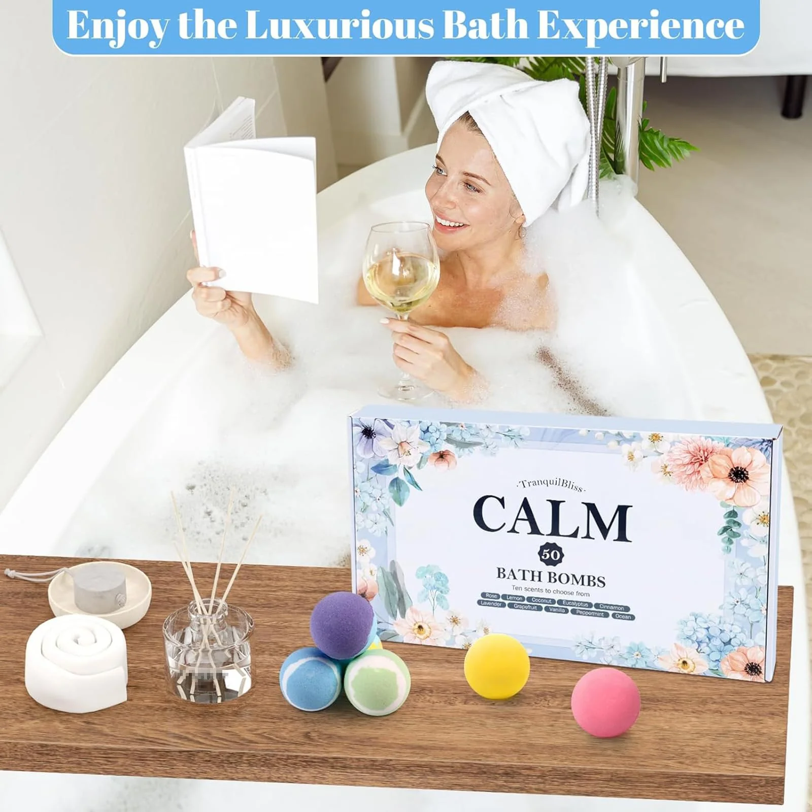 TranquilBliss Bath Bombs Set 50 PCS with 10 Rich Scents, Bath Bombs for Women, Natural Bubble Bombs with Shea Butter & Safe Oil, Ideal for Christmas, Birthday, Valentine's Day Mother's Day Present - Image 2