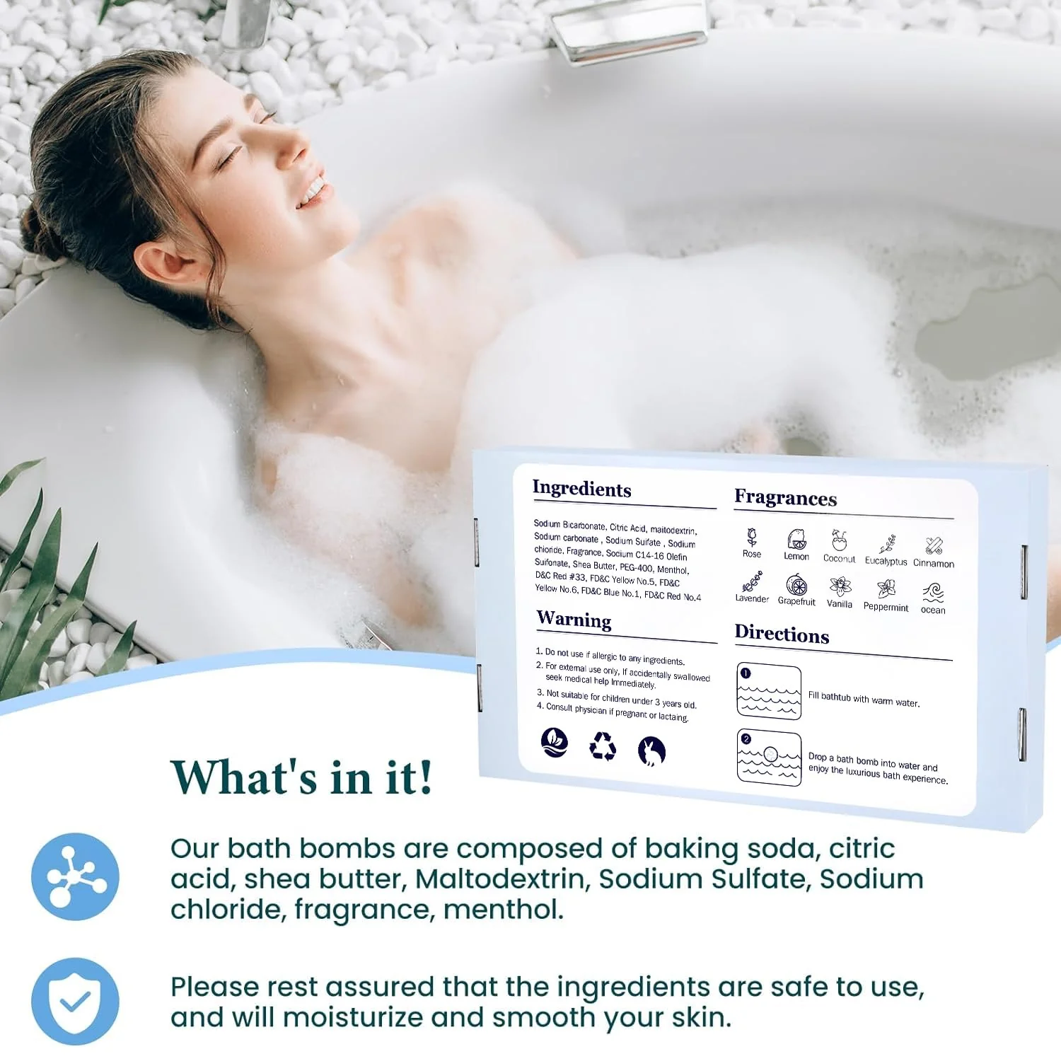 TranquilBliss Bath Bombs Set 50 PCS with 10 Rich Scents, Bath Bombs for Women, Natural Bubble Bombs with Shea Butter & Safe Oil, Ideal for Christmas, Birthday, Valentine's Day Mother's Day Present - Image 4
