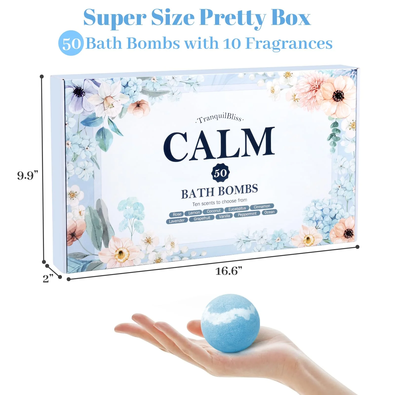 TranquilBliss Bath Bombs Set 50 PCS with 10 Rich Scents, Bath Bombs for Women, Natural Bubble Bombs with Shea Butter & Safe Oil, Ideal for Christmas, Birthday, Valentine's Day Mother's Day Present - Image 7