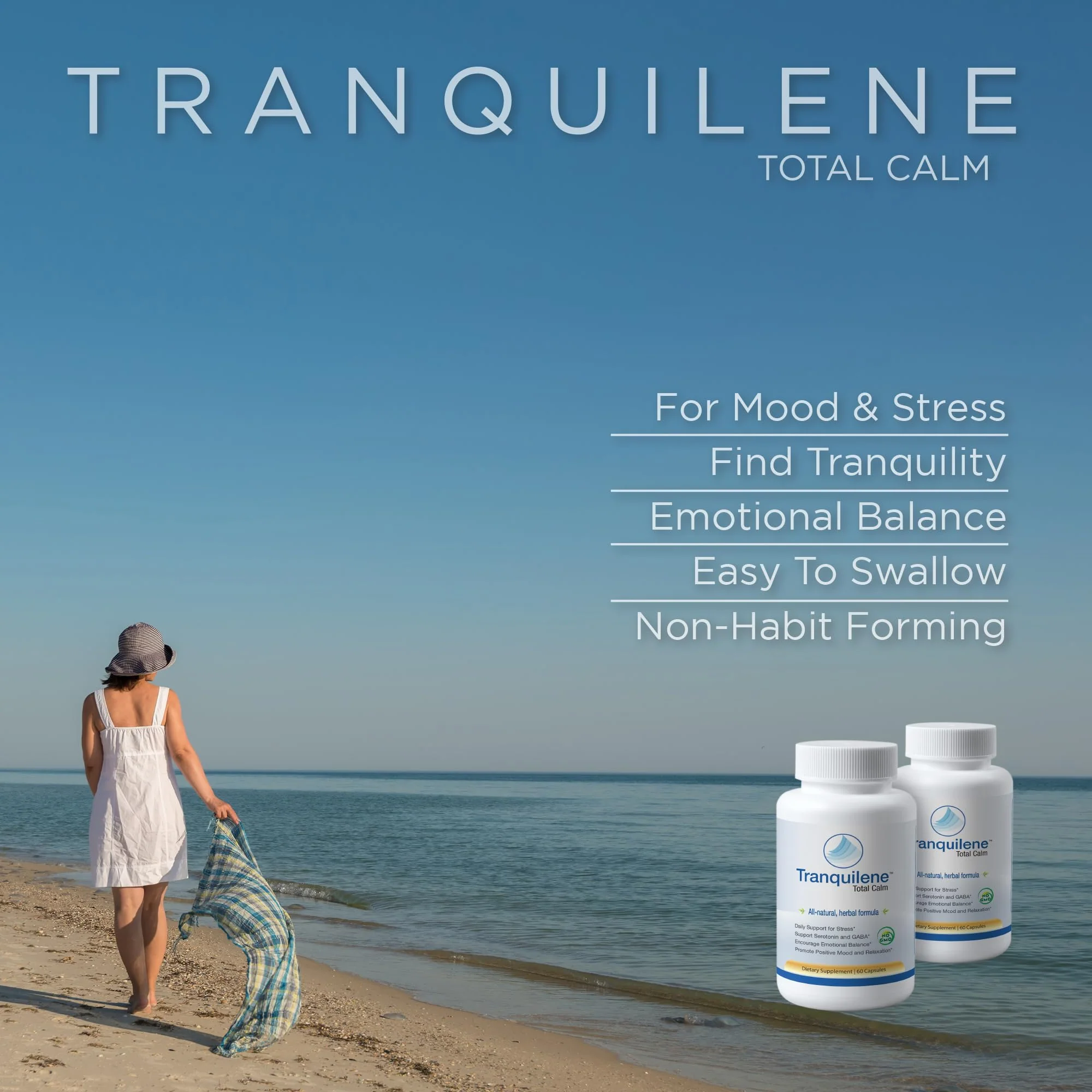 Tranquility Labs Tranquilene Total Calm - Stress Relief - All Natural Herbal Supplement - 60 Capsules - Extra Strength with Ashwagandha, Bacopa, B-Complex & More - Image 3