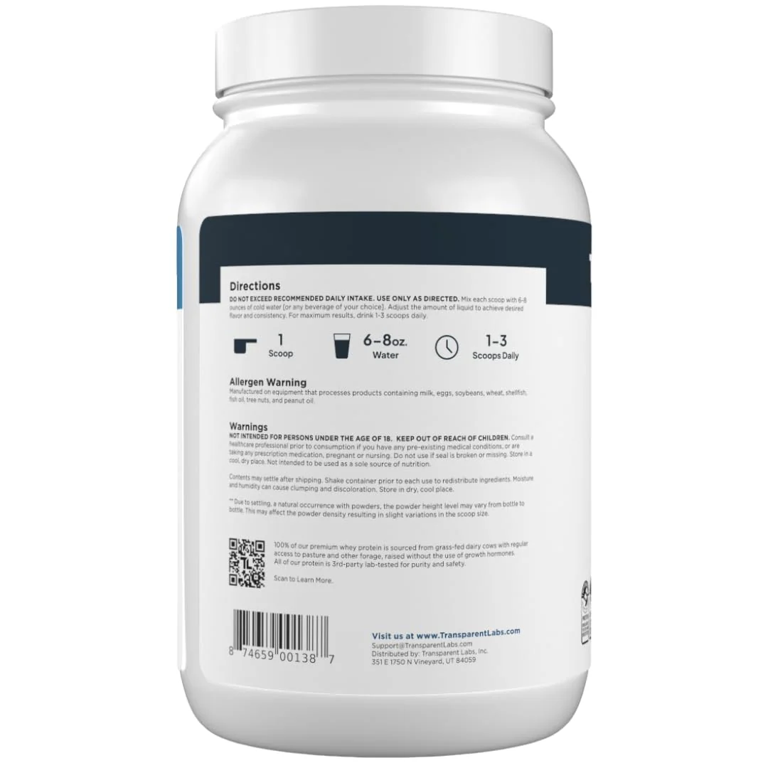 Transparent Labs Grass-Fed Whey Protein Isolate - Naturally Flavored, Gluten Free Whey Protein Powder with 28g of Protein per Serving & 9 Amino Acids - 30 Servings, Milk Chocolate