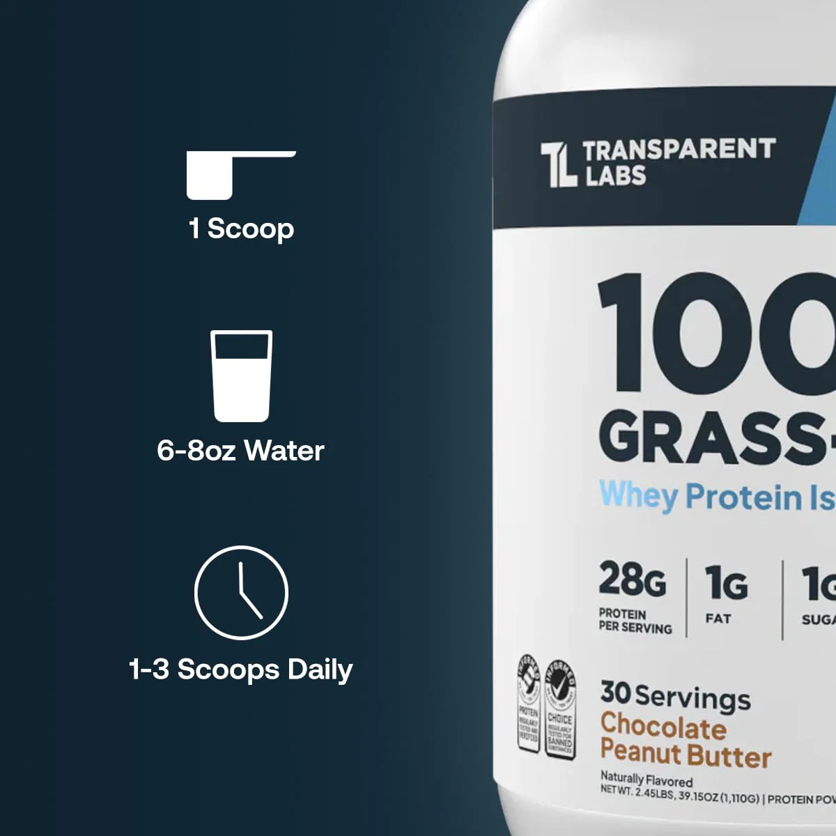 Transparent Labs Grass-Fed Whey Protein Isolate - Naturally Flavored, Gluten Free Whey Protein Powder with 28g of Protein per Serving & 9 Amino Acids - 30 Servings, Milk Chocolate - Image 7