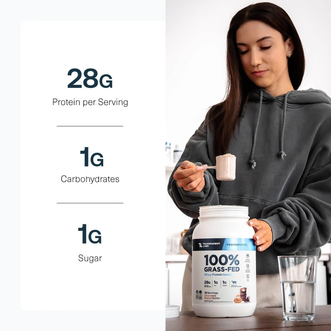 Transparent Labs Grass-Fed Whey Protein Isolate - Naturally Flavored, Gluten Free Whey Protein Powder with 28g of Protein per Serving & 9 Amino Acids - 30 Servings, Milk Chocolate - Image 8
