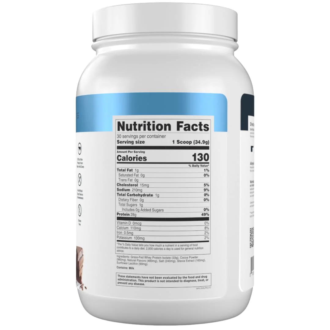 Transparent Labs Grass-Fed Whey Protein Isolate - Naturally Flavored, Gluten Free Whey Protein Powder with 28g of Protein per Serving & 9 Amino Acids - 30 Servings, Milk Chocolate - Image 9