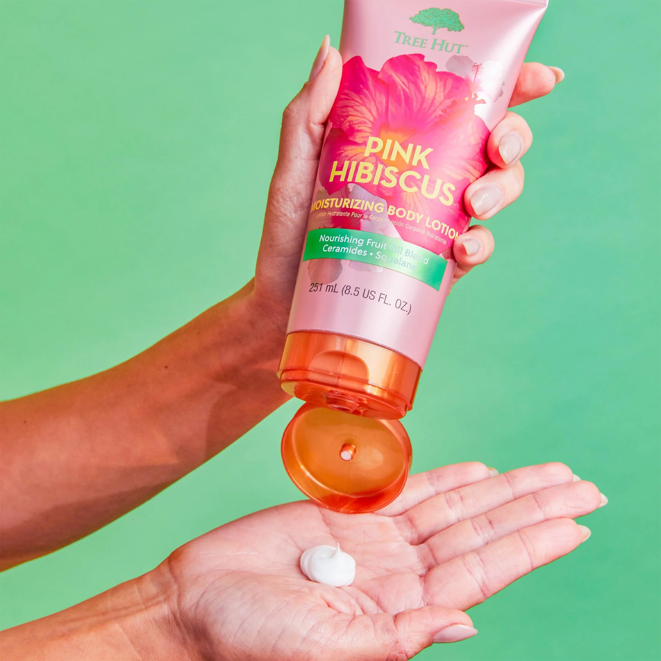 Tree Hut Pink Hibiscus Moisturizing Body Lotion, Ceramide and Squalene Formula Helps Protect Skin, Long-lasting Hydration Leaves Skin Feeling Soft & Moisturized, 8.5 fl oz. - Image 2