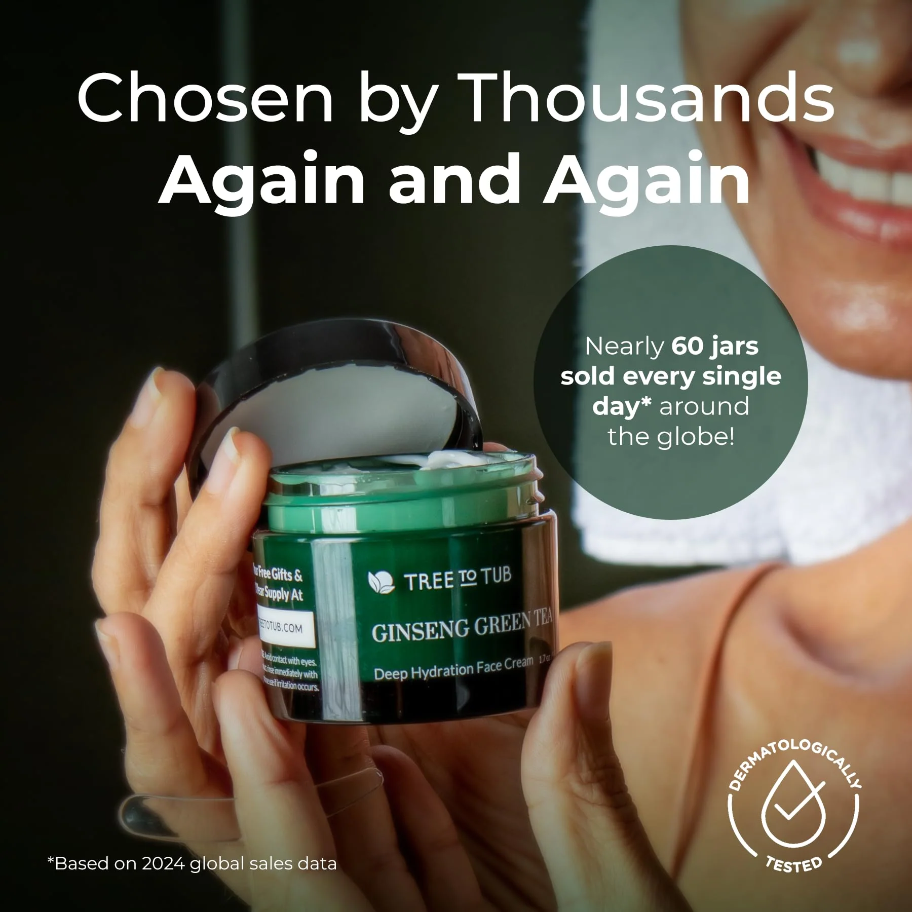 Tree To Tub Hydrating Face Moisturizer for Dry & Sensitive Skin - Water Based Hyaluronic Acid Facial Moisturizer, Moisturizing Face Cream for Women & Men w/Organic Aloe, Green Tea, Natural Ginseng - Image 5