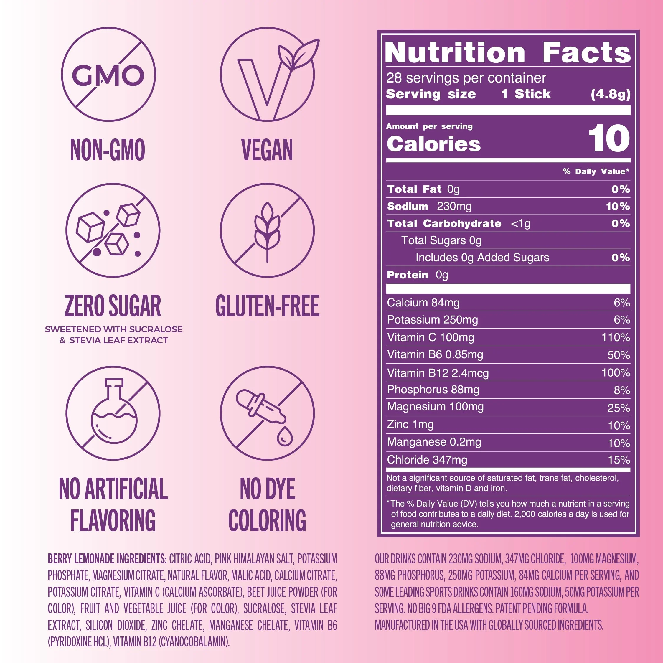TREVI™ Everyday Sugar Free Electrolytes - Essential Drink Mix Hydration Powder Packets - 28 Count - Berry Lemonade - Image 4