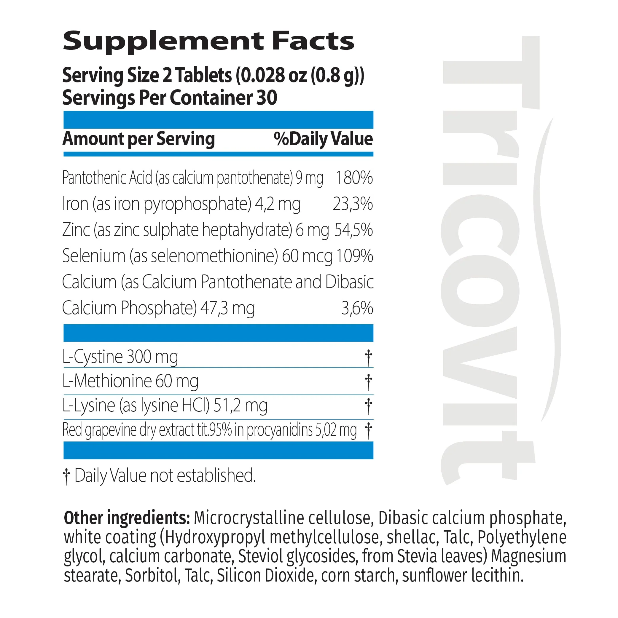 Tricovit Hair Growth Supplement - Nail & Hair Health Vitamins with Amino Acids, Minerals & Antioxidants - Dermatologist-Formulated & Gluten-Free Vitamins and Supplements for Women & Men (60 tablets) - Image 9