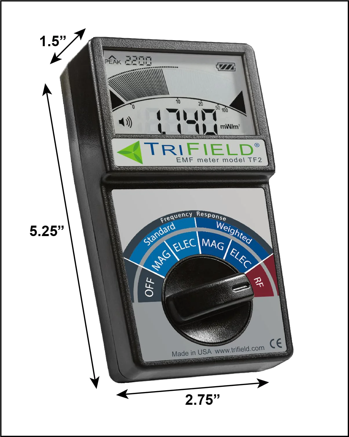 TriField EMF Meter Model TF2 – Made in USA - #1 Handheld EMF Detector for Magnetic/Electric/Radio Fields with Unlimited Free Support in The U.S. to Help Solve Your EMF Problems - Image 2
