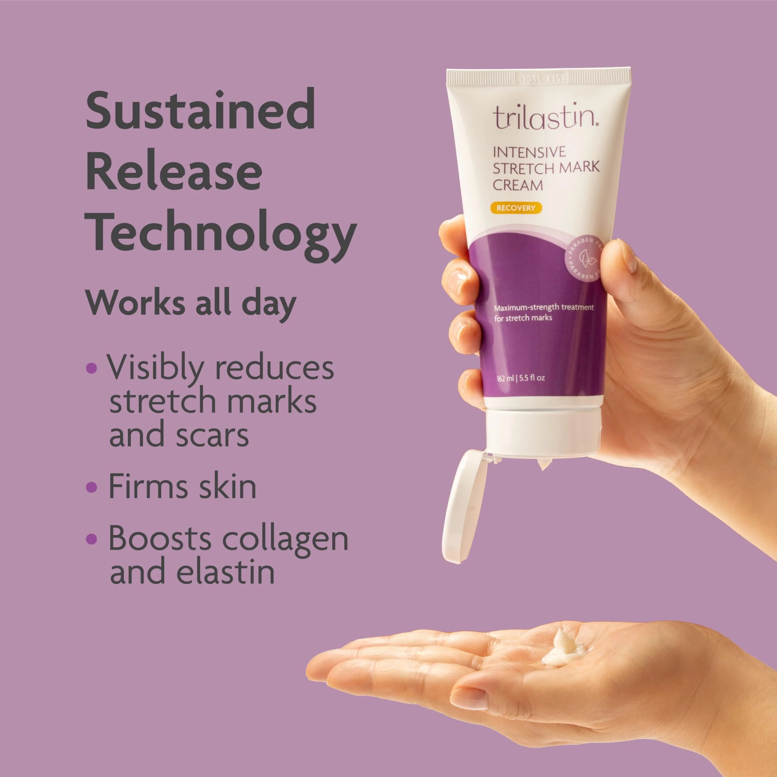 TriLASTIN Stretch Mark Cream – Collagen & Elastin Support Body Cream with Niacinamide, Vitamin C & Vitamin E – Hydrating Stretch Mark Lotion for Belly, Hips & Thighs – Unscented - 5.5 oz - Image 3