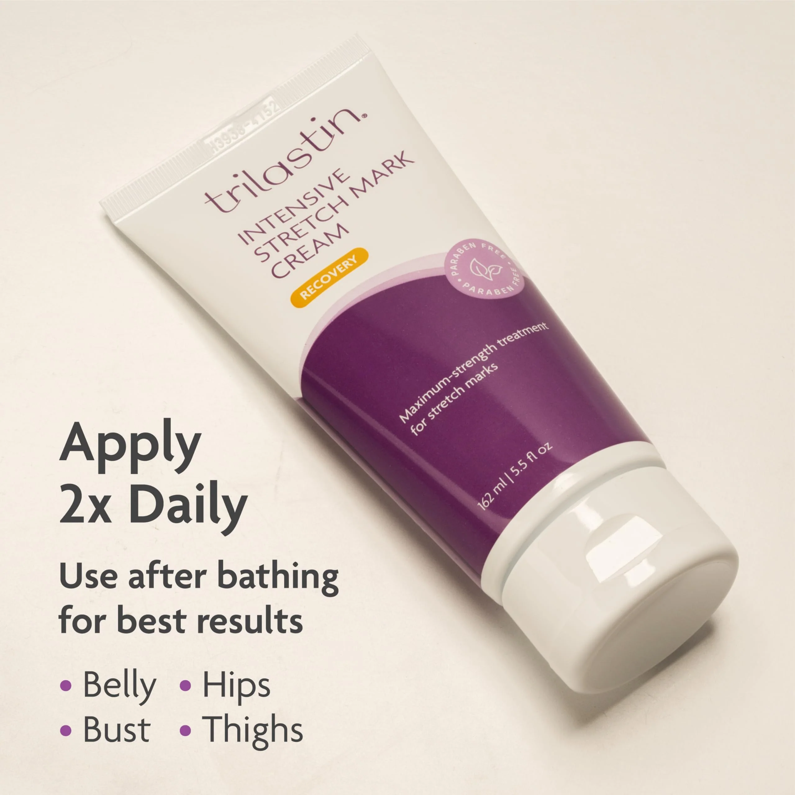 TriLASTIN Stretch Mark Cream – Collagen & Elastin Support Body Cream with Niacinamide, Vitamin C & Vitamin E – Hydrating Stretch Mark Lotion for Belly, Hips & Thighs – Unscented - 5.5 oz - Image 4